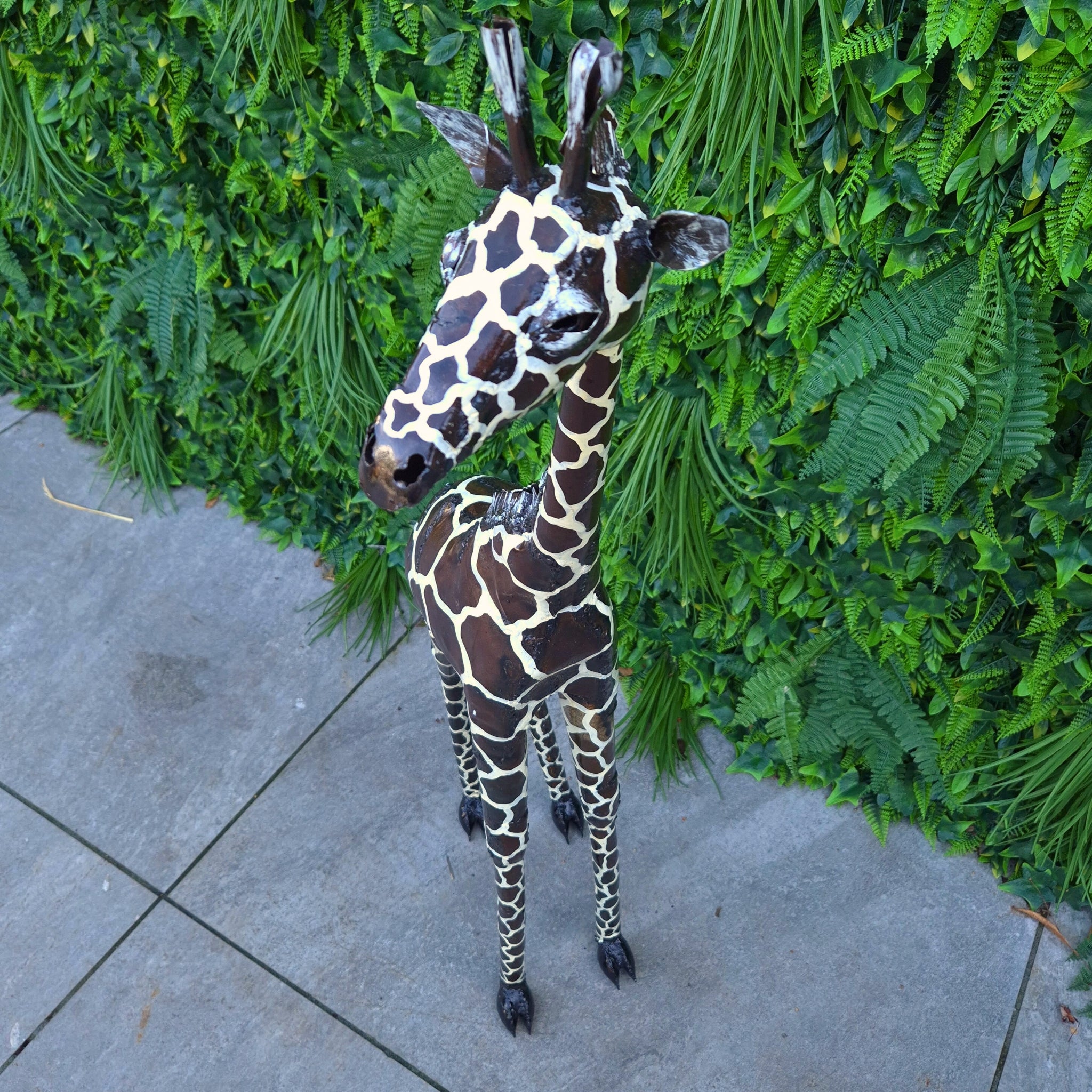 Painted Giraffe Metal Sculpture 3ft
