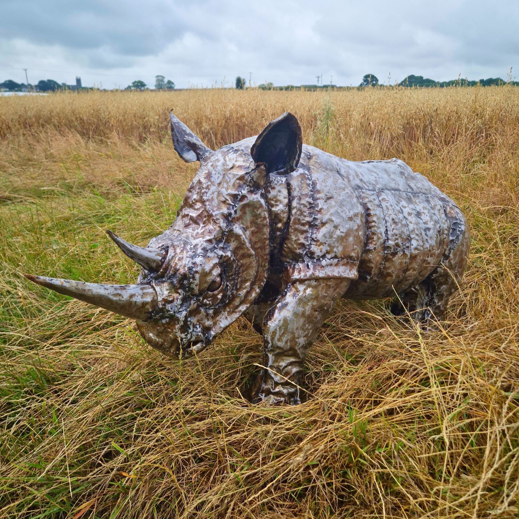 2ft Rhino Metal Sculpture