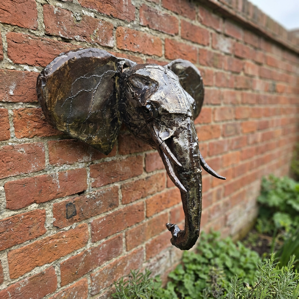 Elephant Head Sculpture - Trunk Down