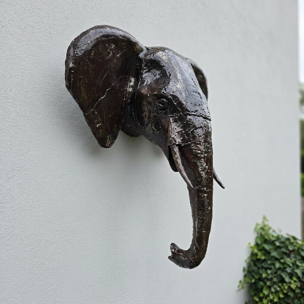 Elephant Head Sculpture - Trunk Down