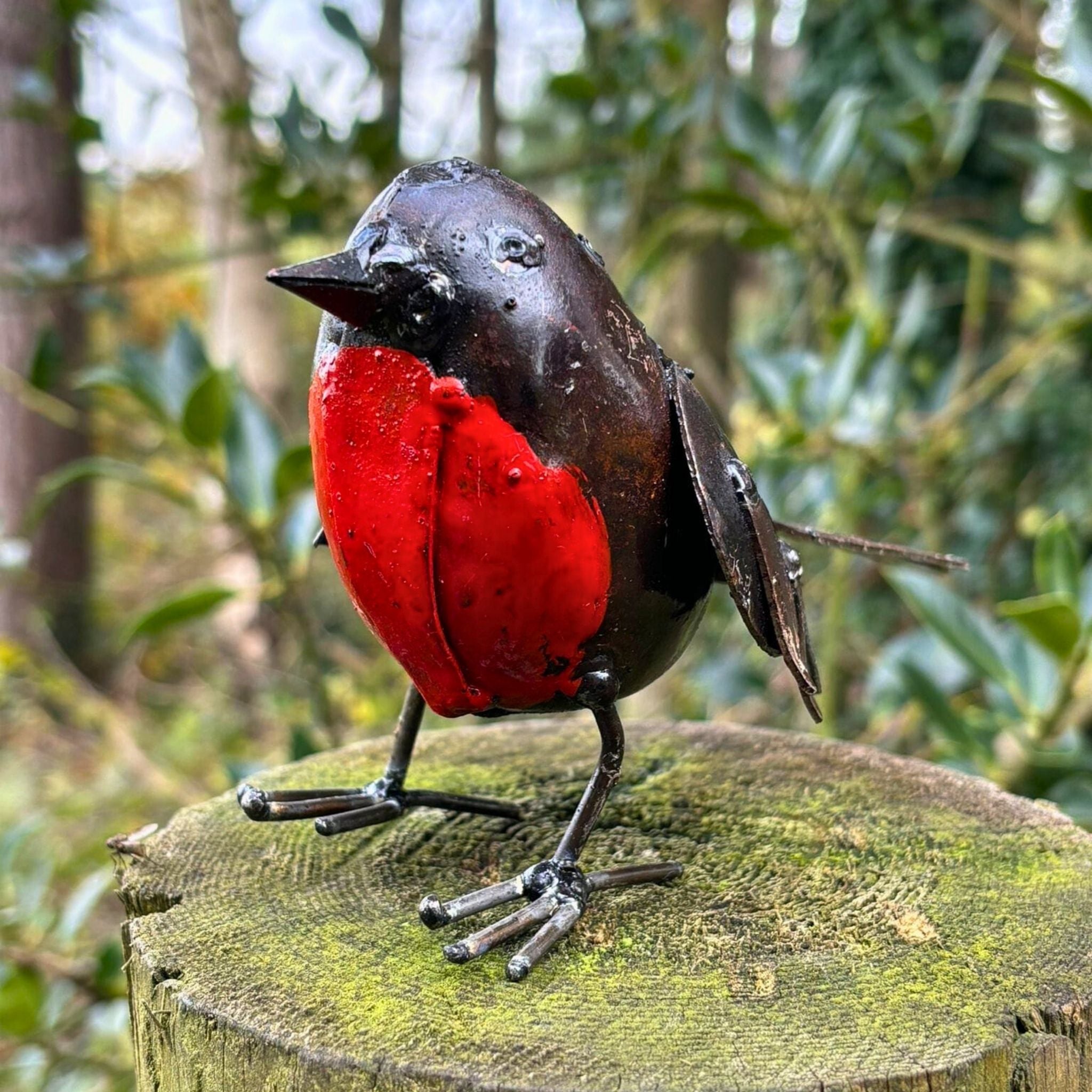 Painted Robin Metal Sculpture