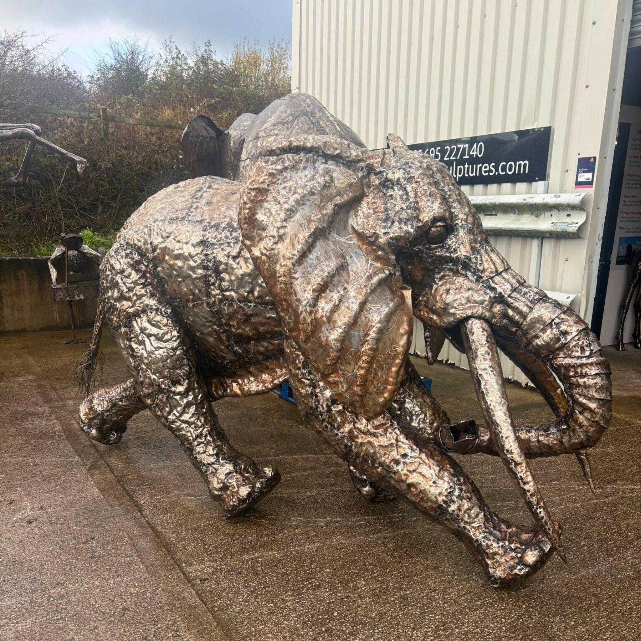 Running Elephant Metal Sculpture 6ft