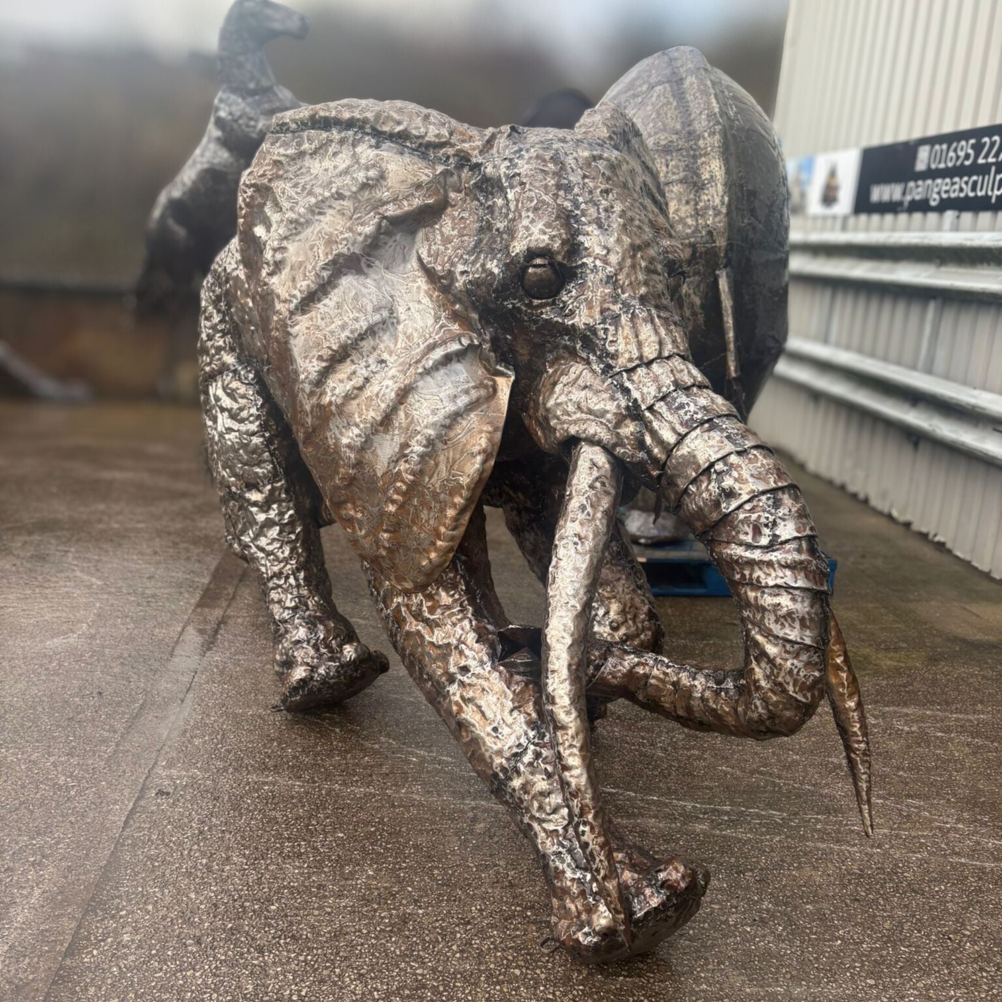 Running Elephant Metal Sculpture 6ft