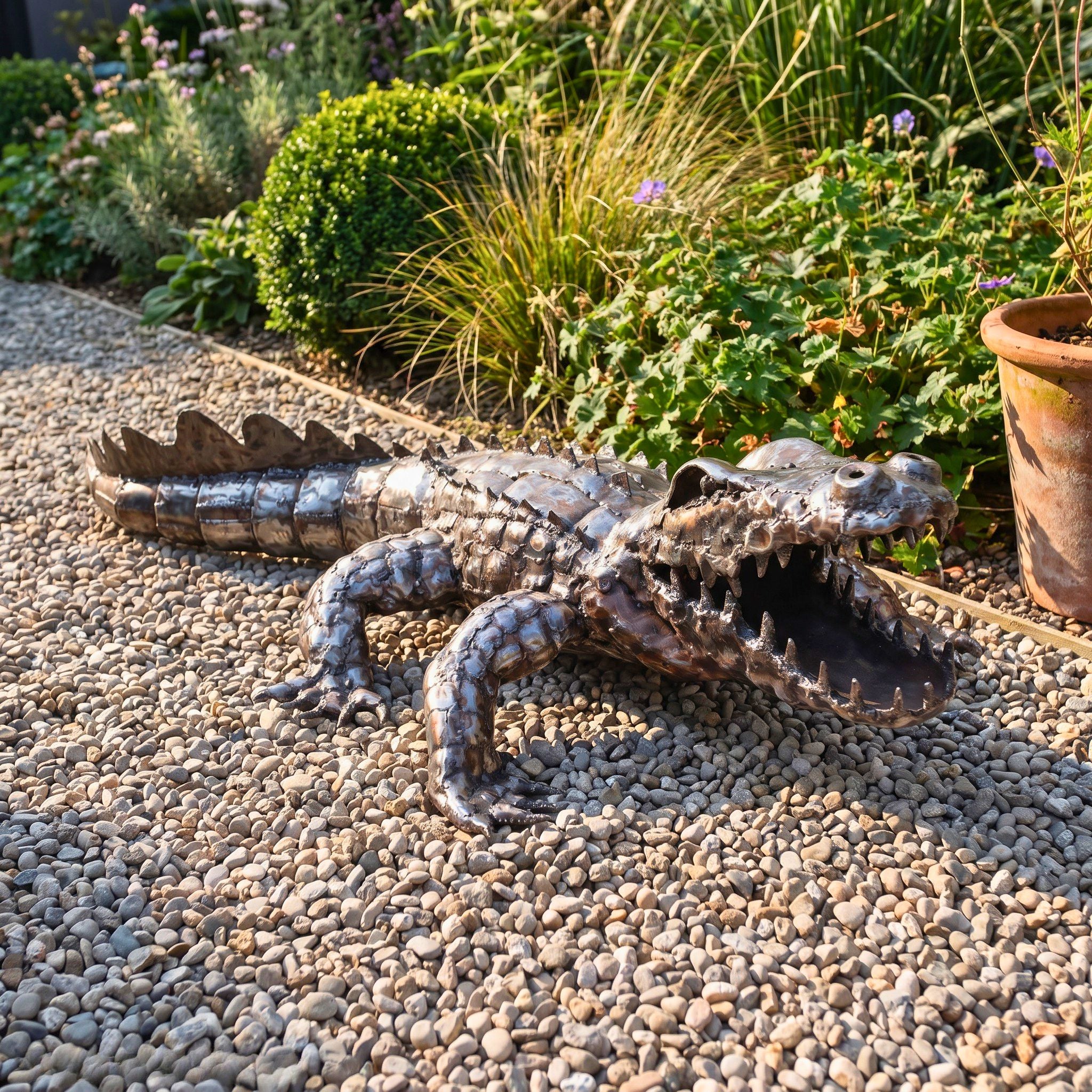 Crocodile Metal Sculpture 4ft