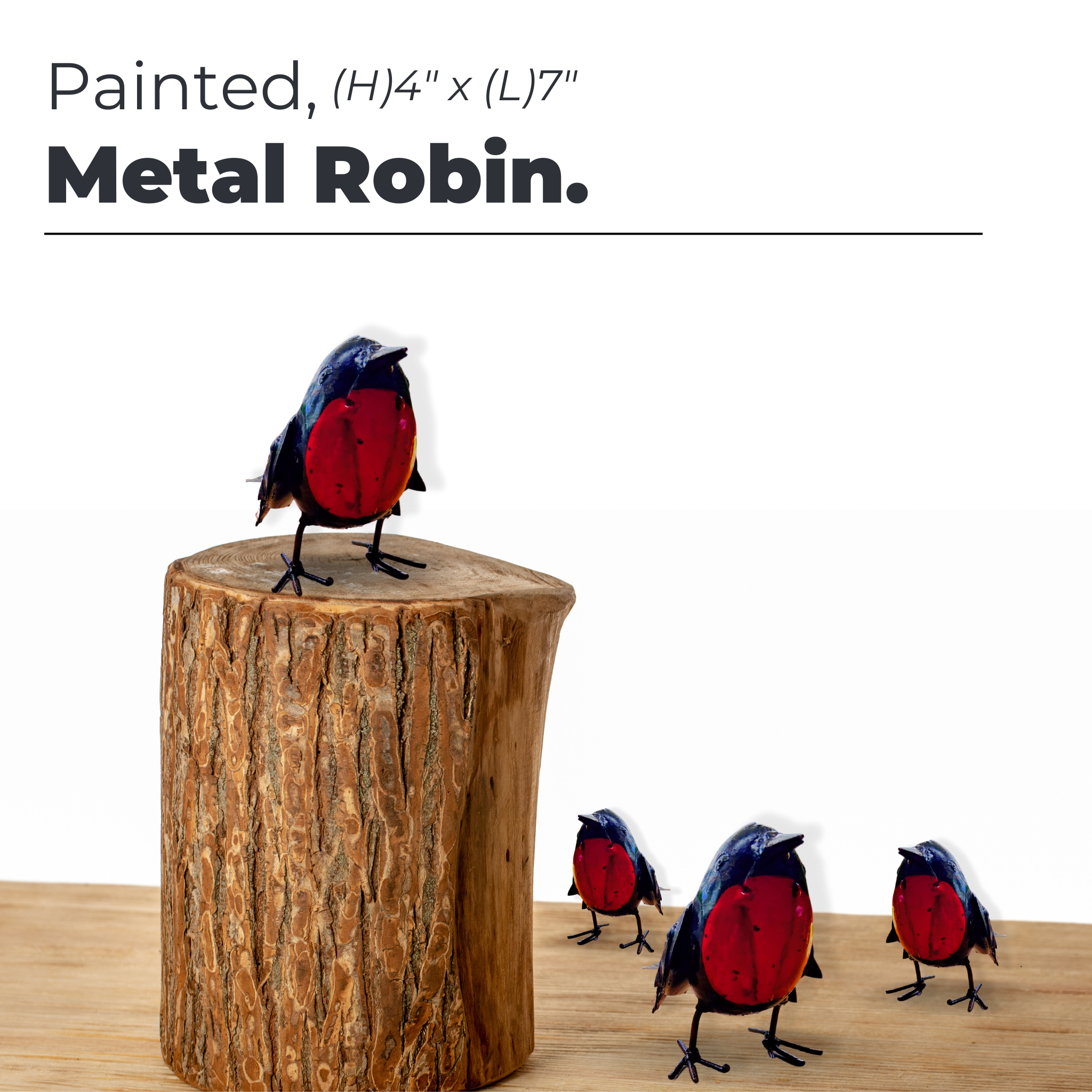 Painted Robin Metal Sculpture