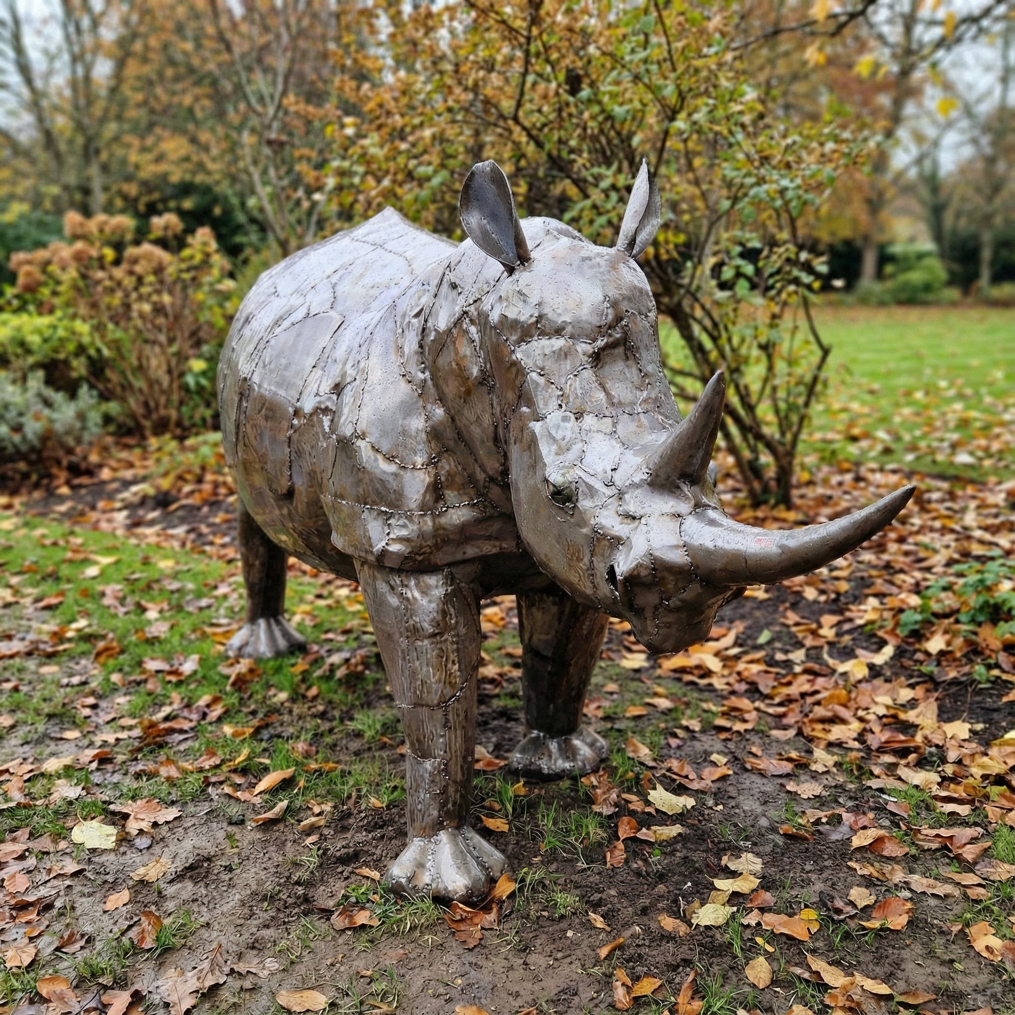 Adult Rhino Metal Sculpture