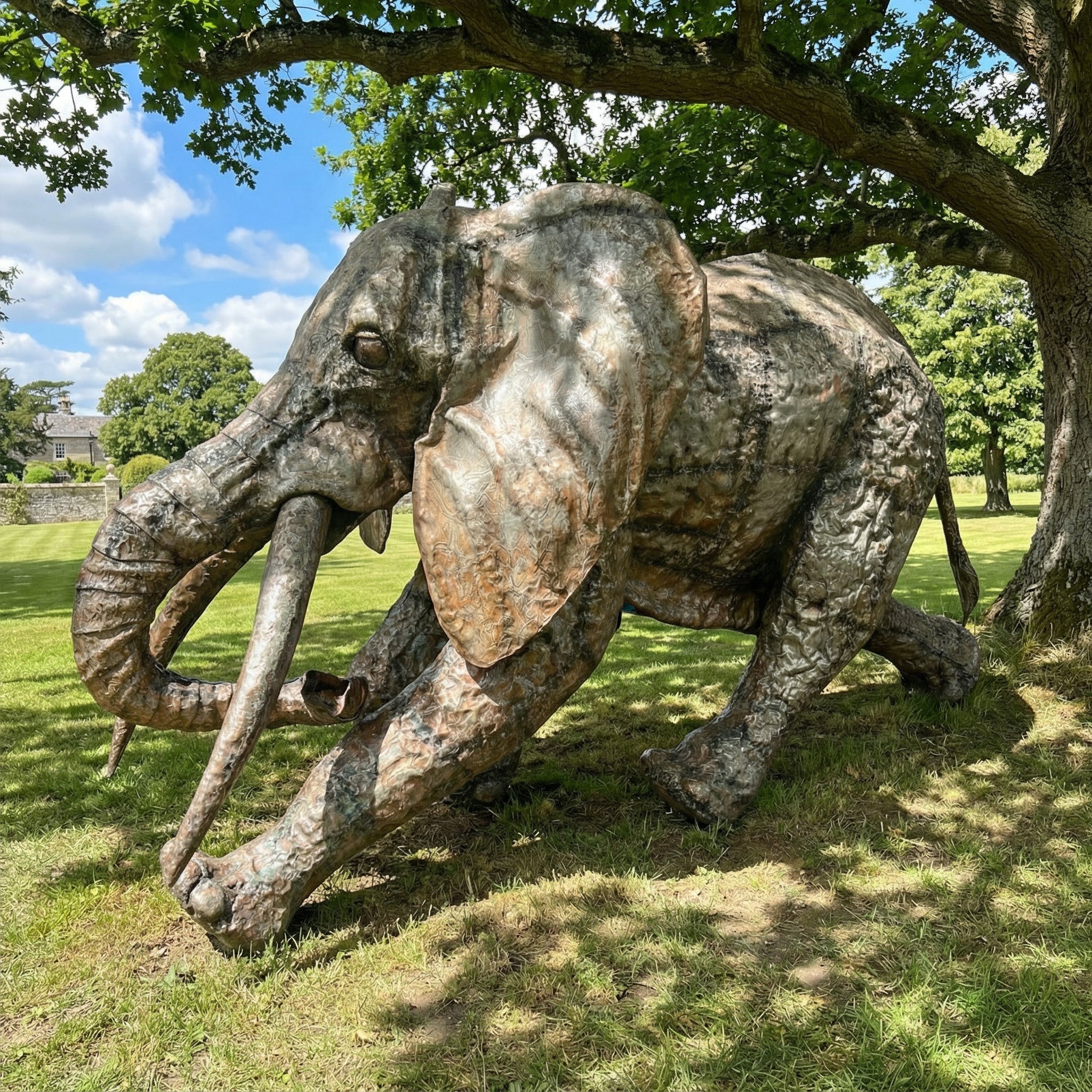 Running Elephant Metal Sculpture 6ft