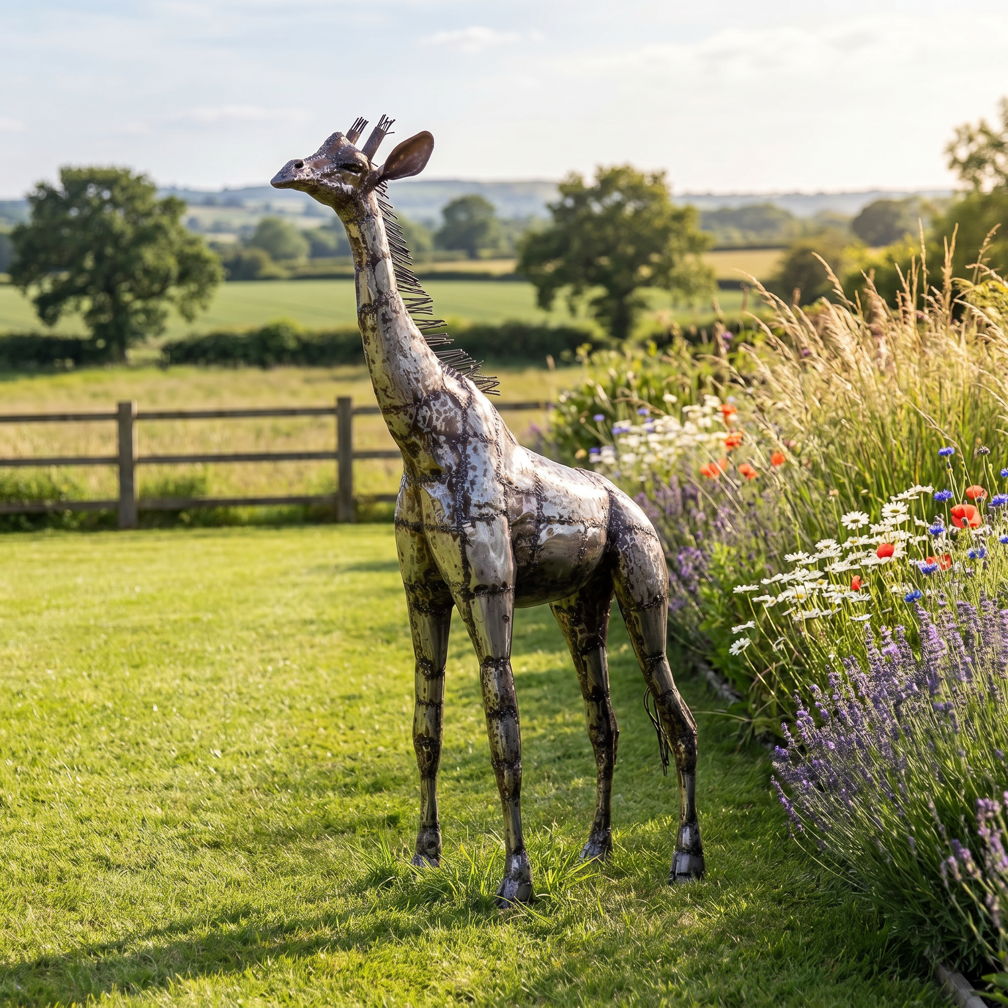 Giraffe Metal Sculpture 6ft