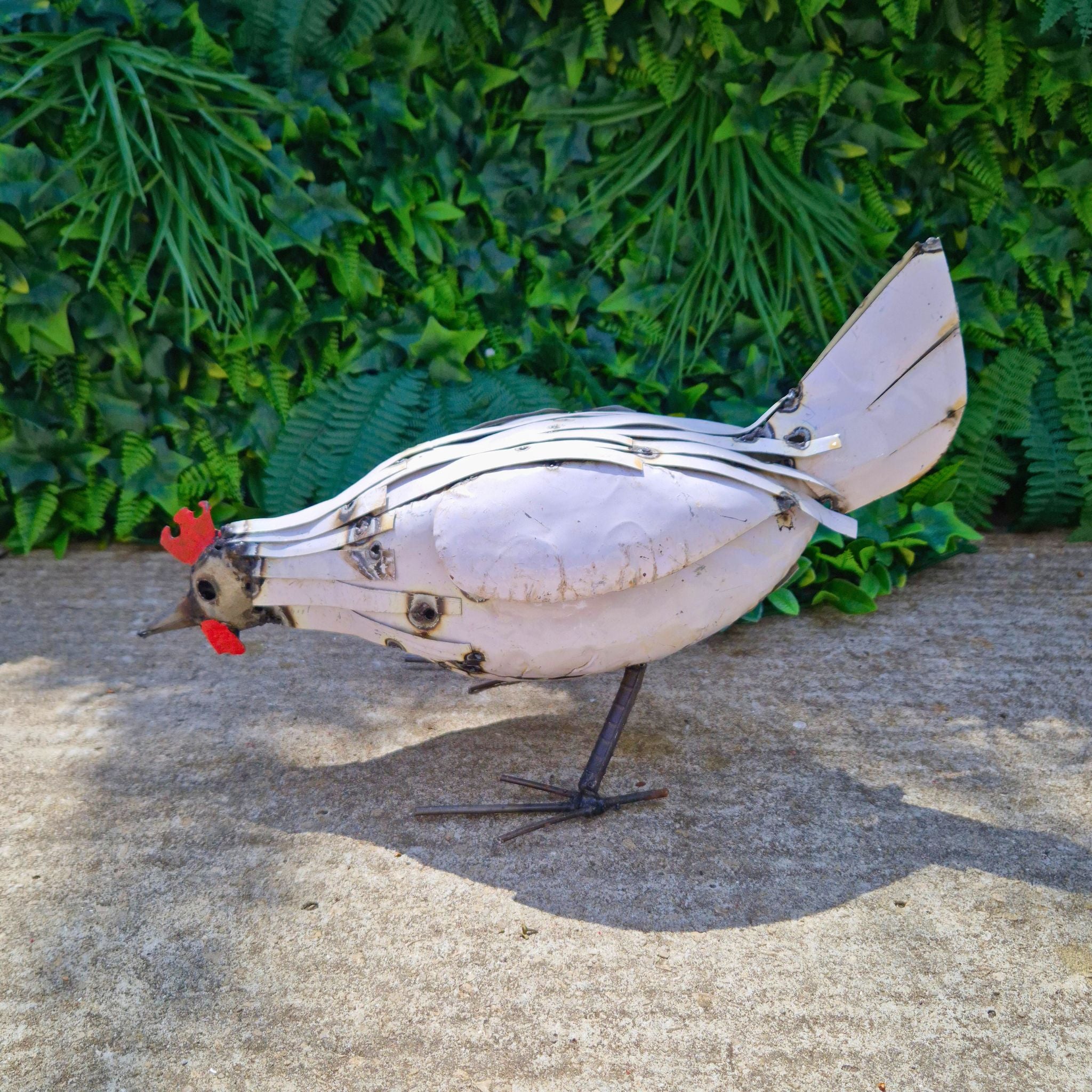 White Cockerel Metal Sculpture