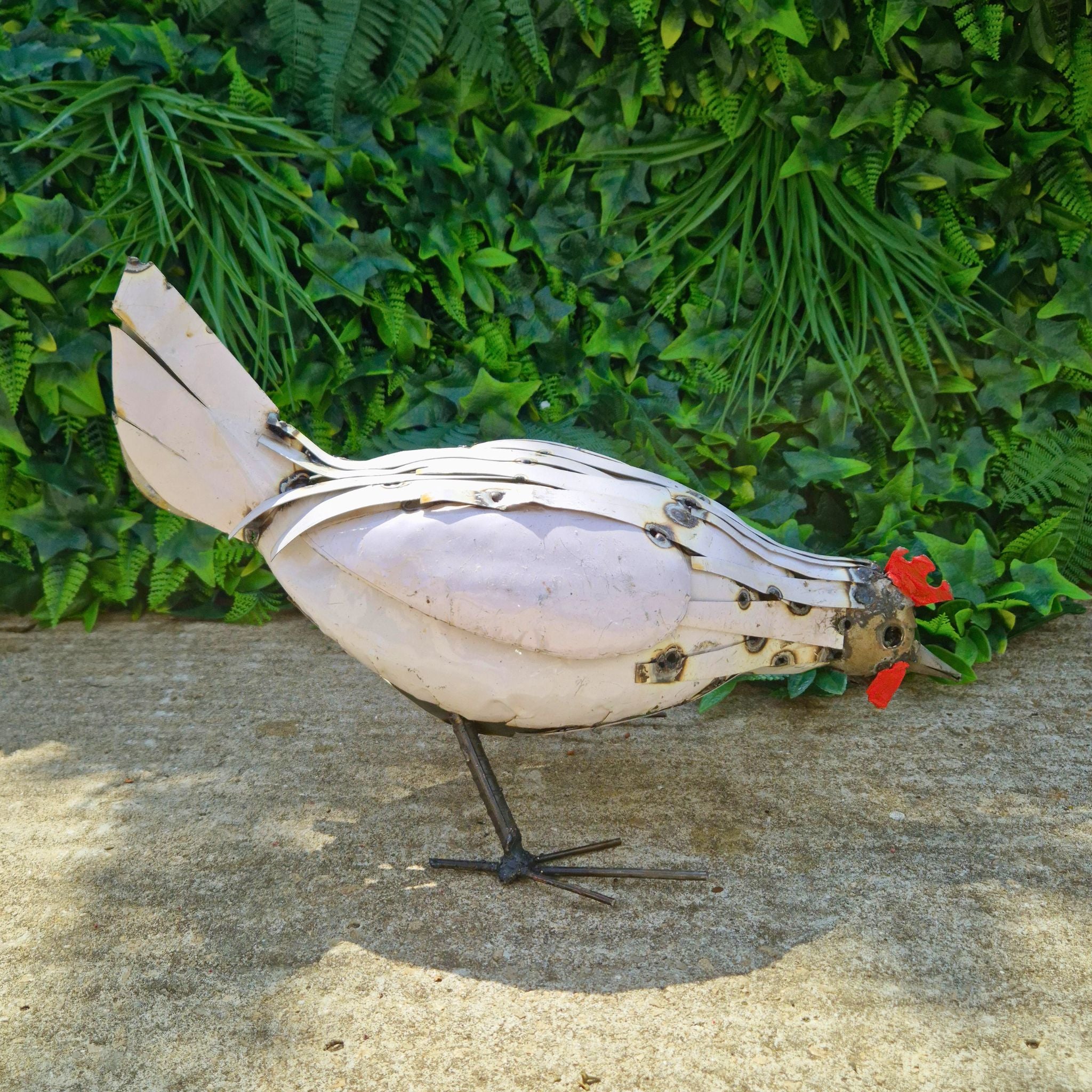 White Cockerel Metal Sculpture
