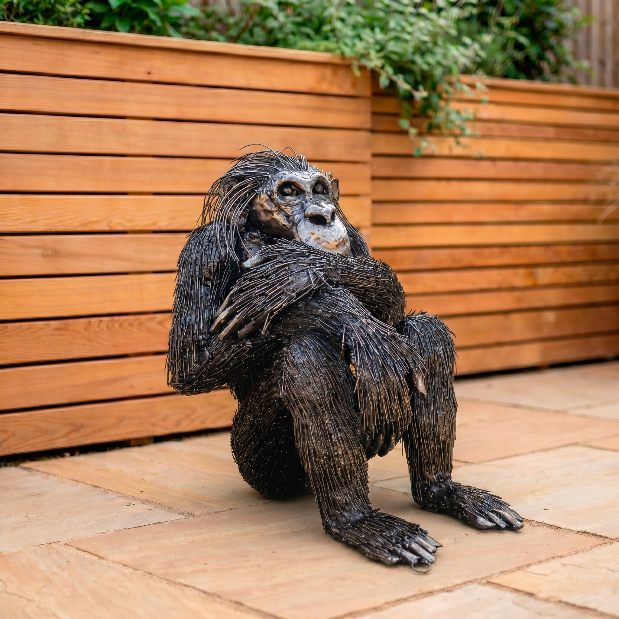 Huddled Chimpanzee Sculpture