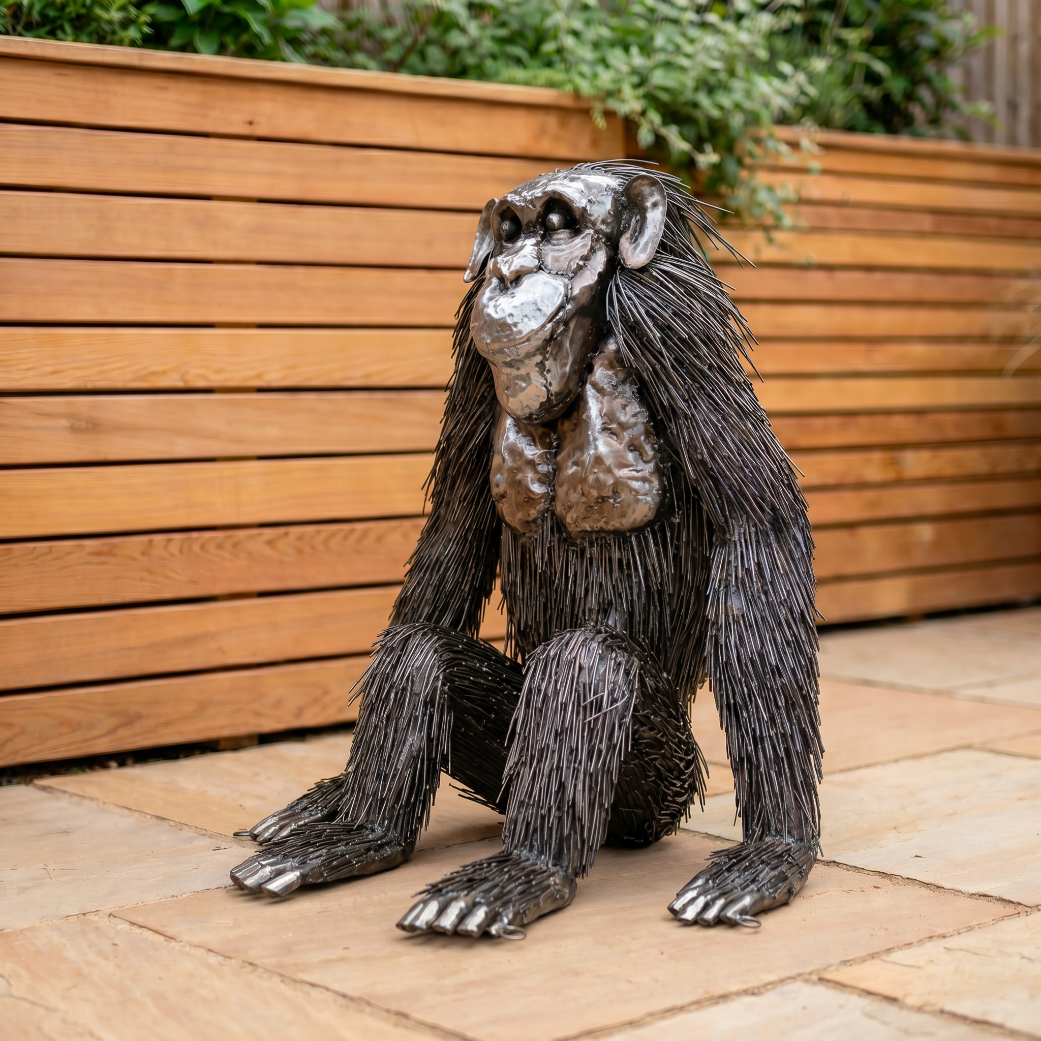 Relaxed Seated Chimpanzee Sculpture