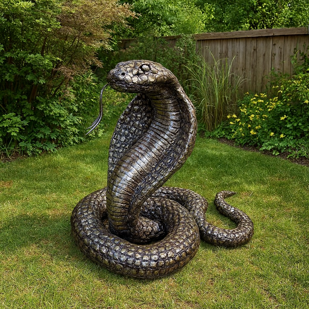 King Cobra Snake Metal Sculpture
