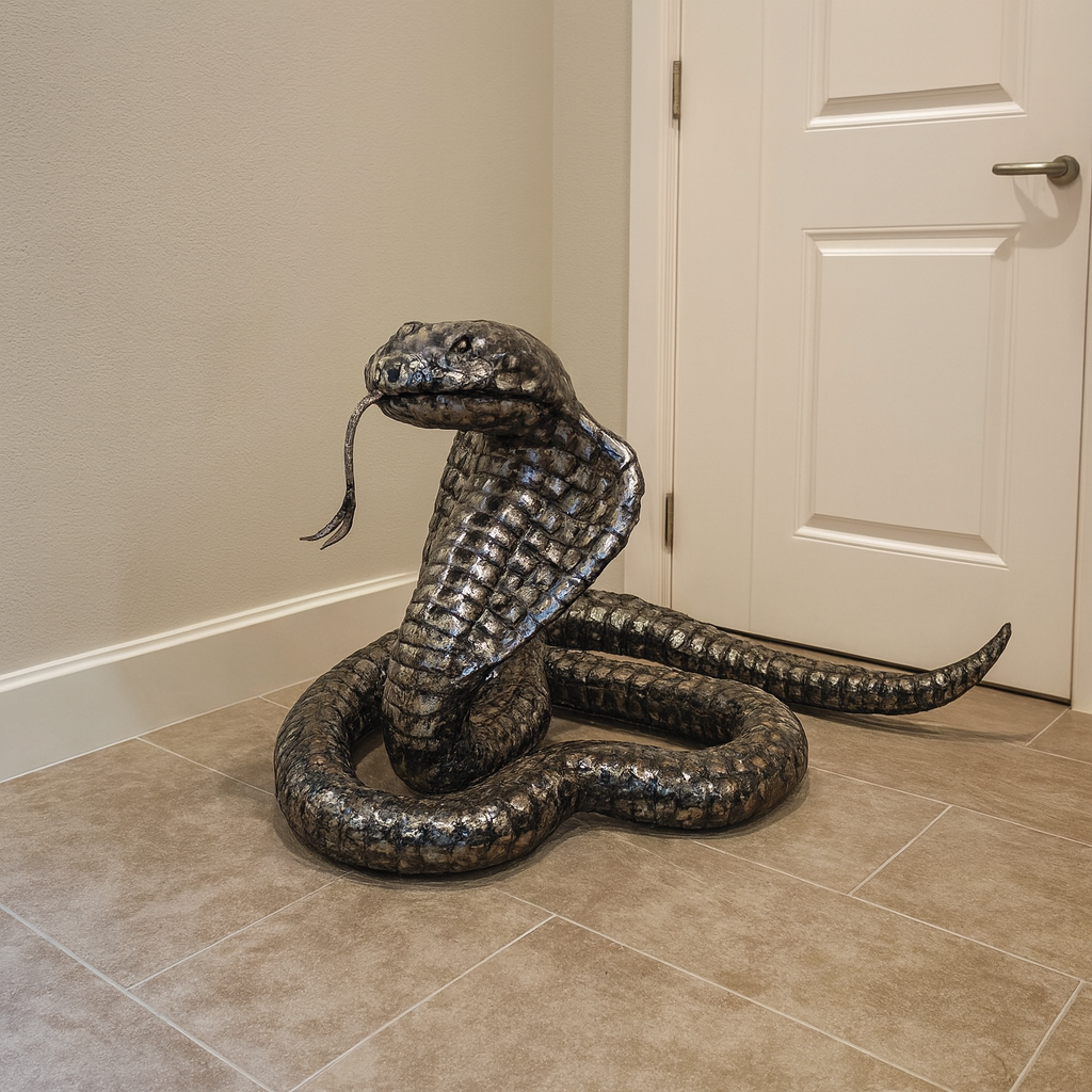 Baby King Cobra Snake Metal Sculpture