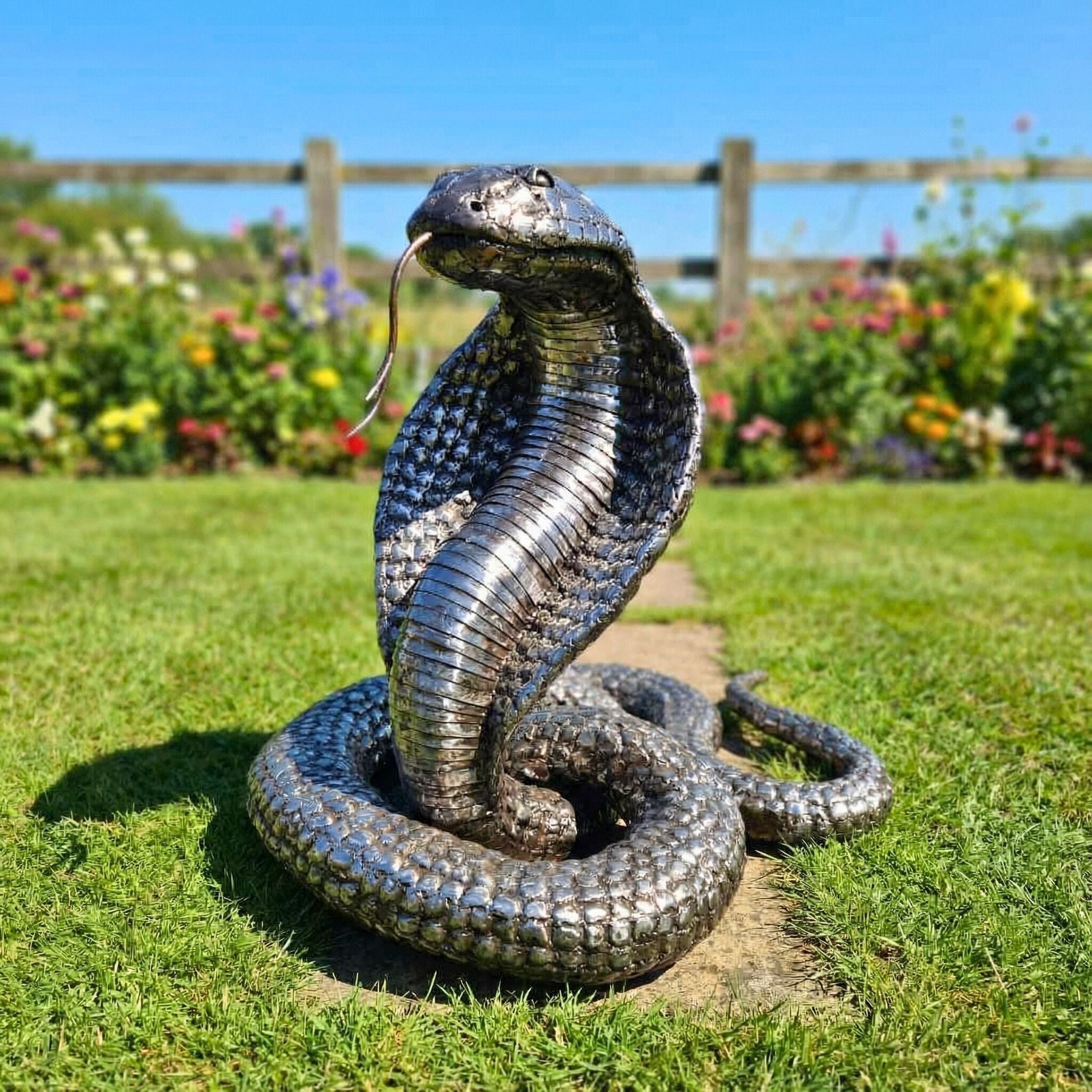 King Cobra Snake Metal Sculpture