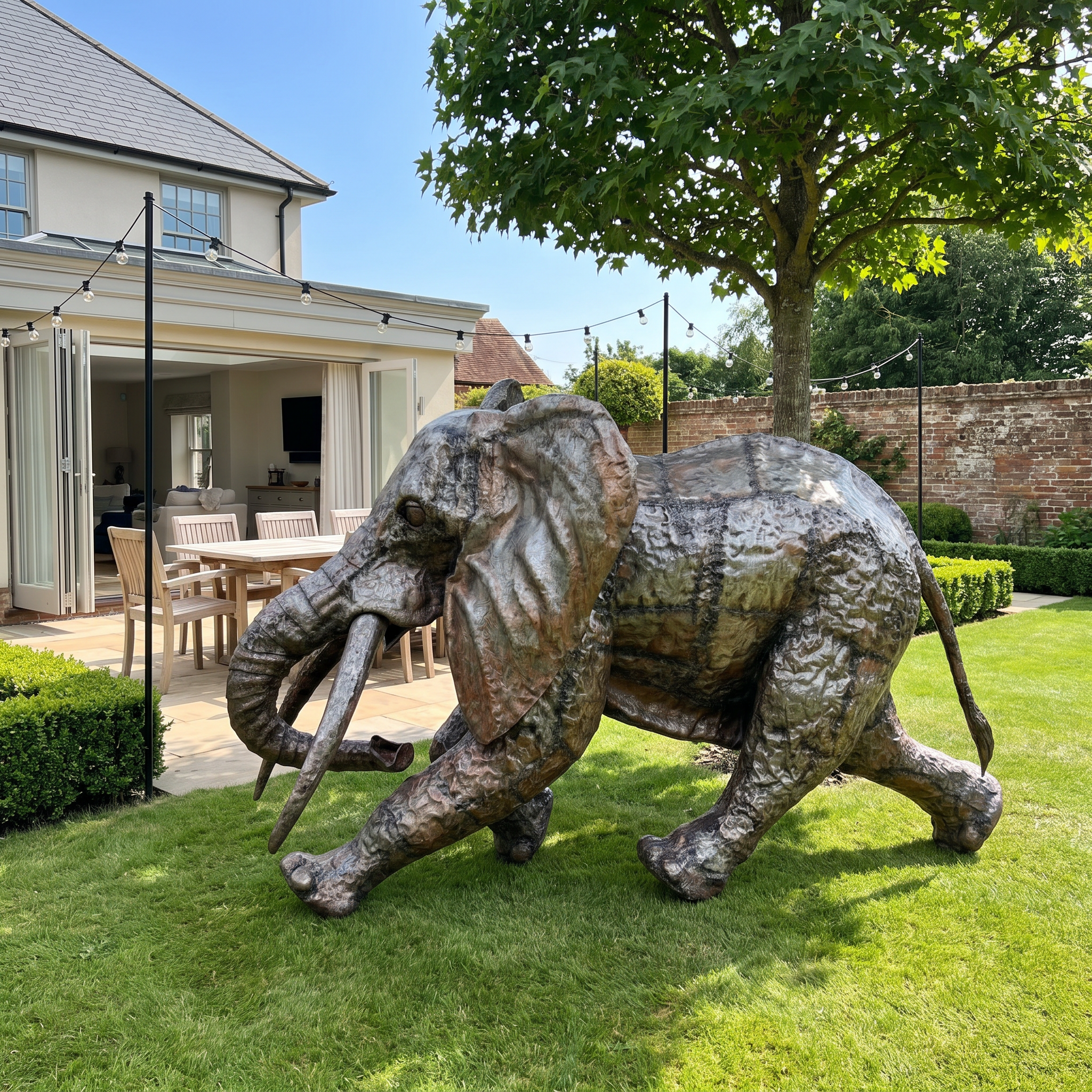 Running Elephant Metal Sculpture 6ft