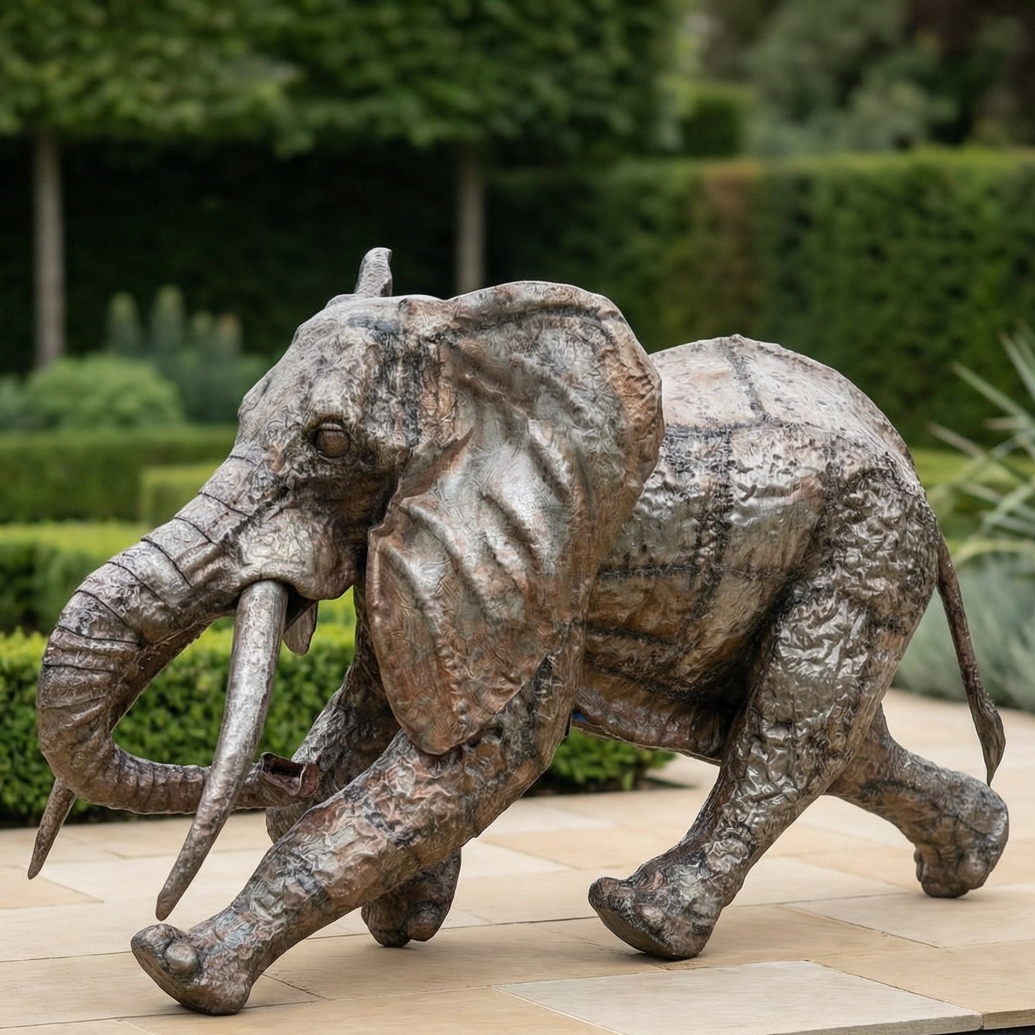 Running Elephant Metal Sculpture 6ft