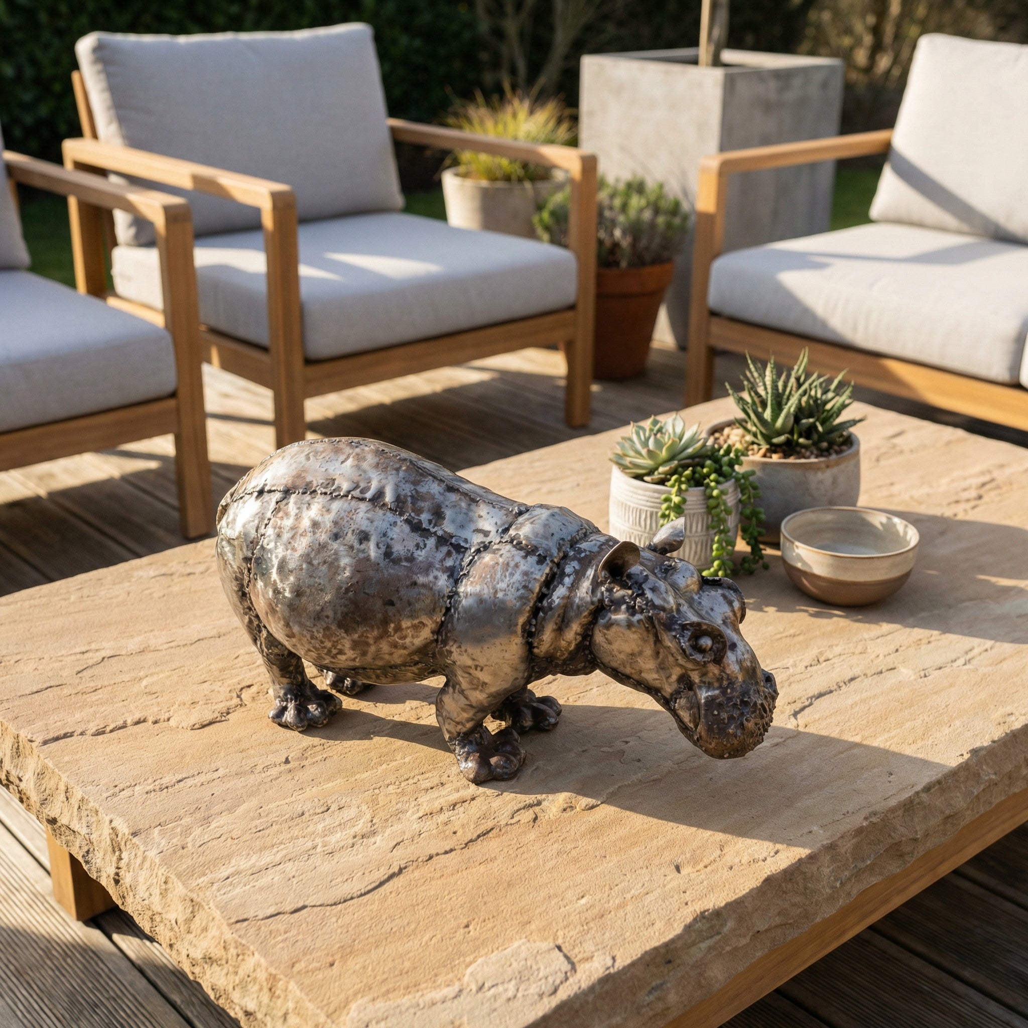 Mini Hippo Metal Sculpture