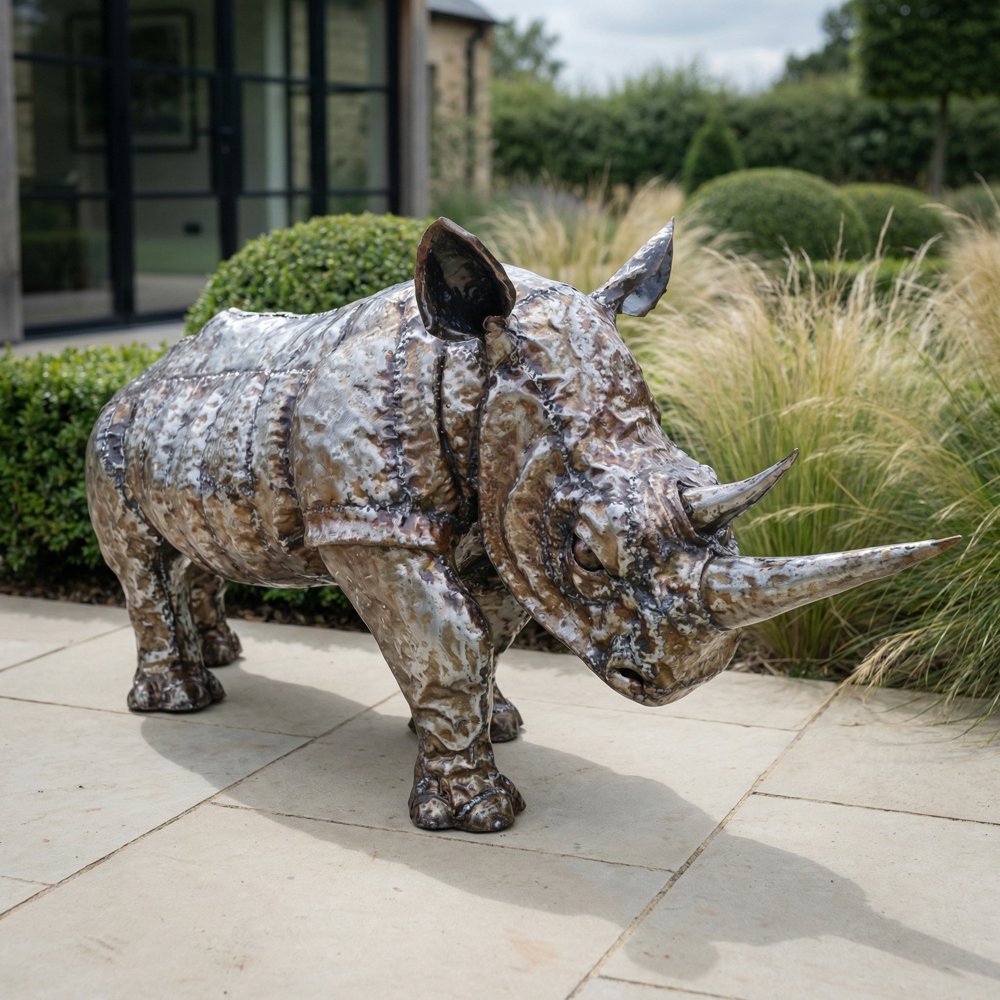 2ft Rhino Metal Sculpture