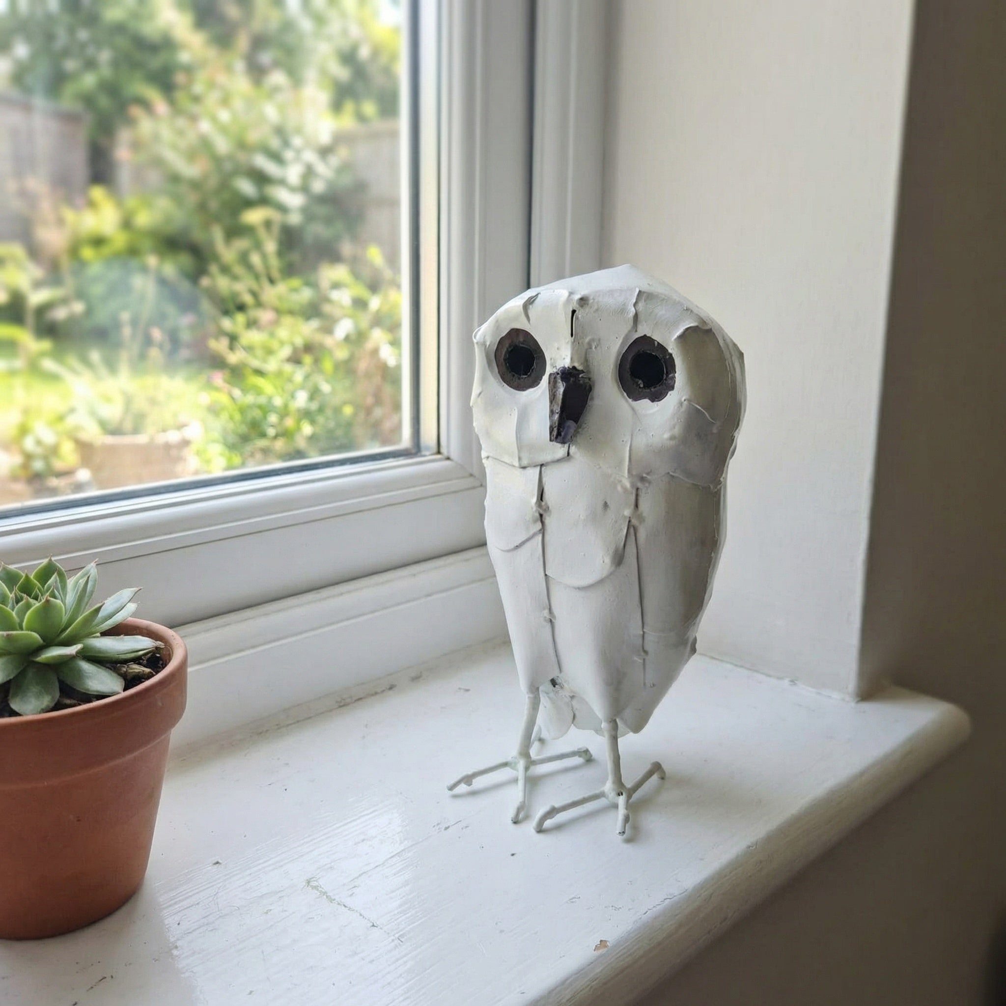 White Owl Metal Sculpture