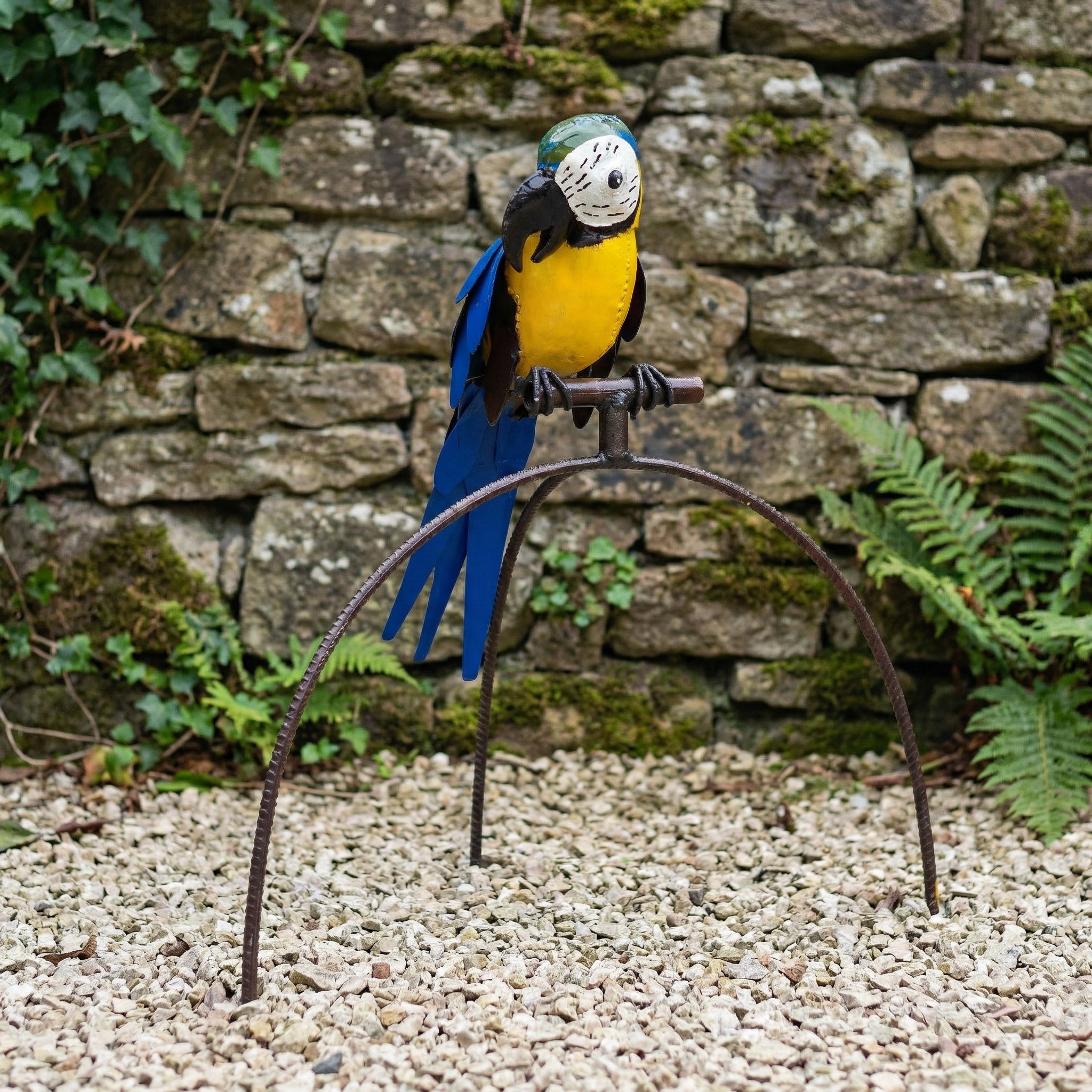 Perched Parrot Metal Sculptures