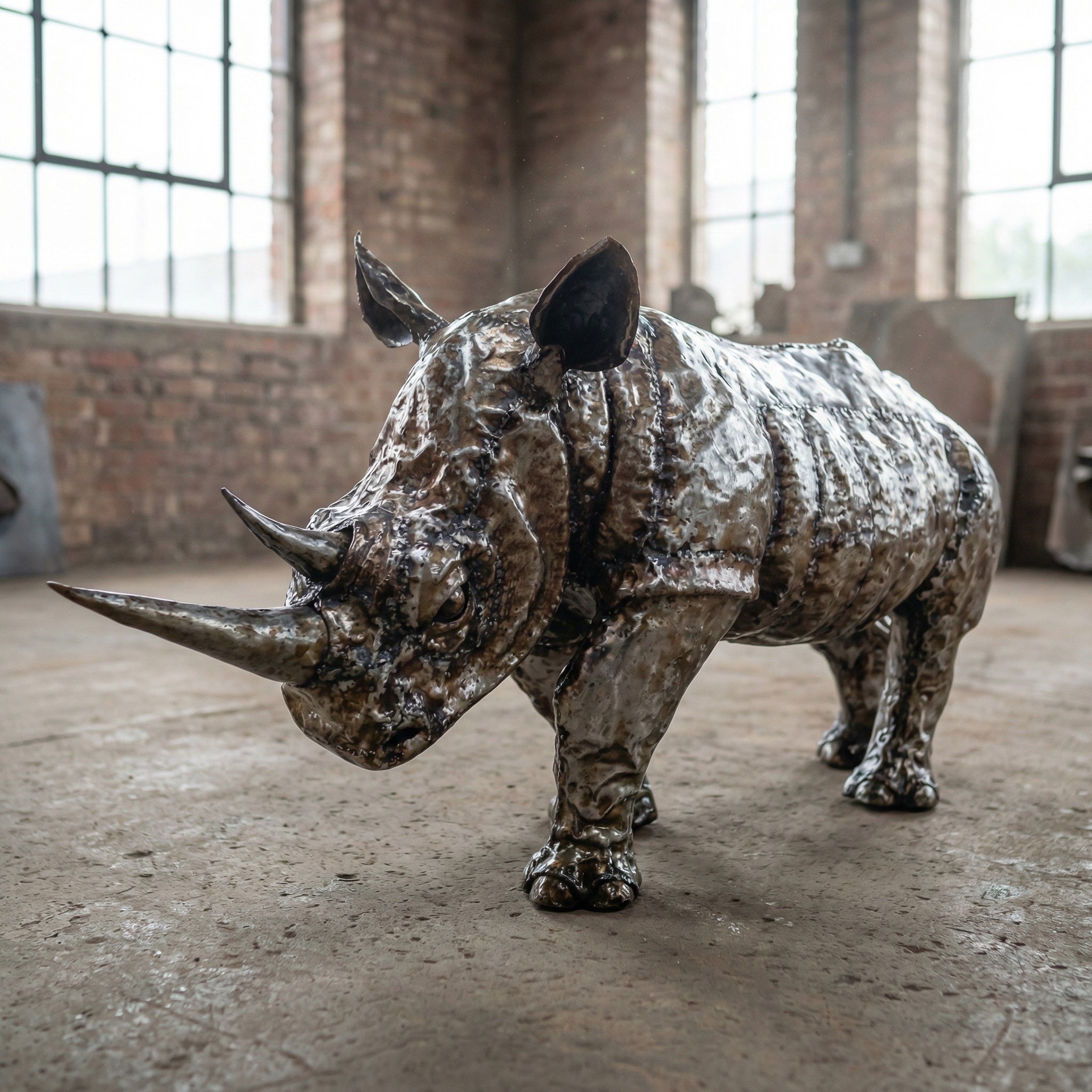 2ft Rhino Metal Sculpture