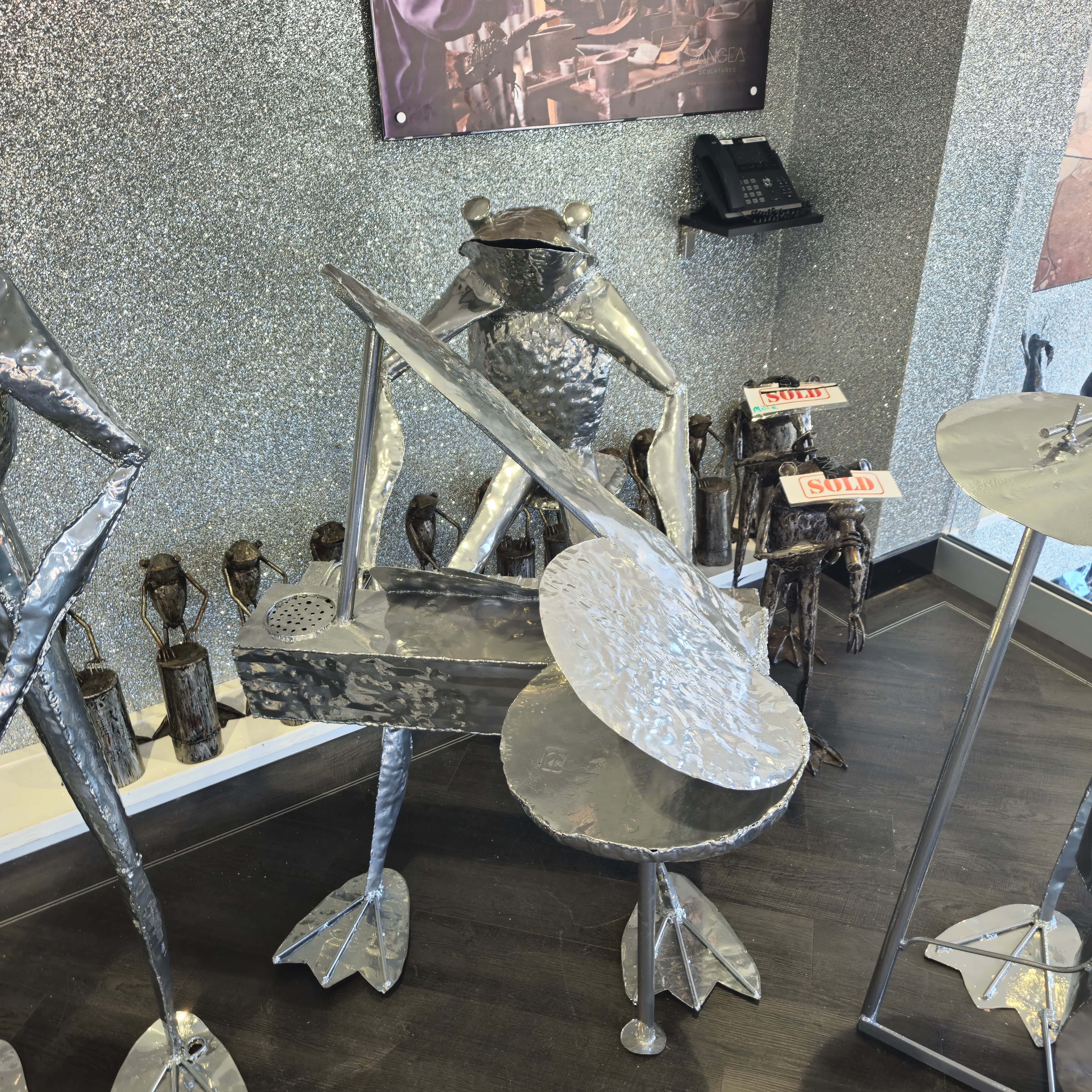 Piano Frog Metal Sculptures
