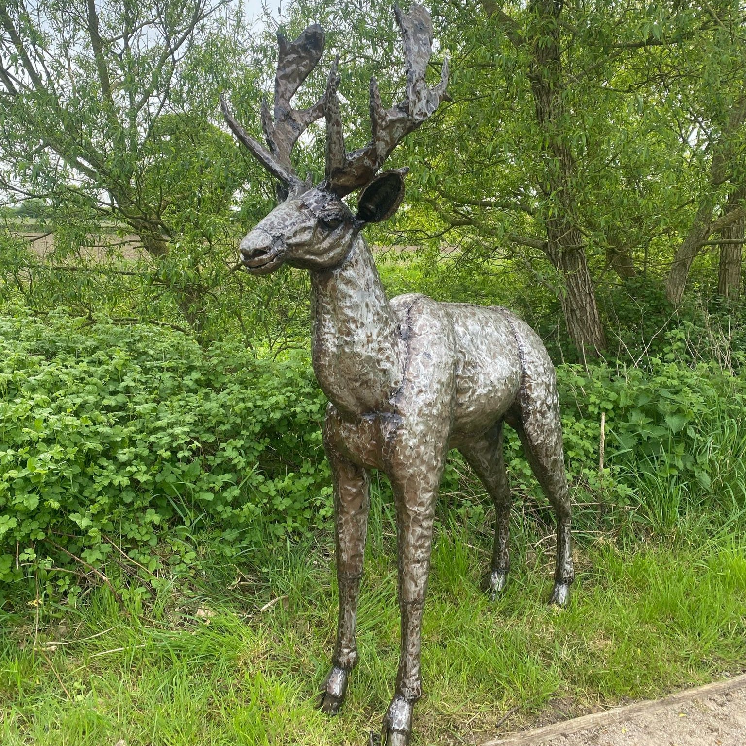 Adult Stag Metal Sculpture