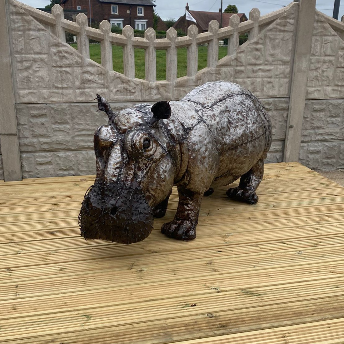 Baby Hippo Metal Sculpture