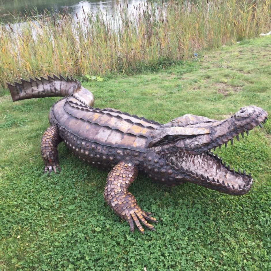 Crocodile Metal Sculpture 12ft - Pangea Sculptures