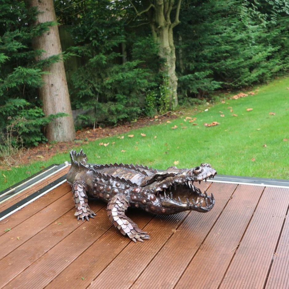 Crocodile Metal Sculpture 4ft - Pangea Sculptures