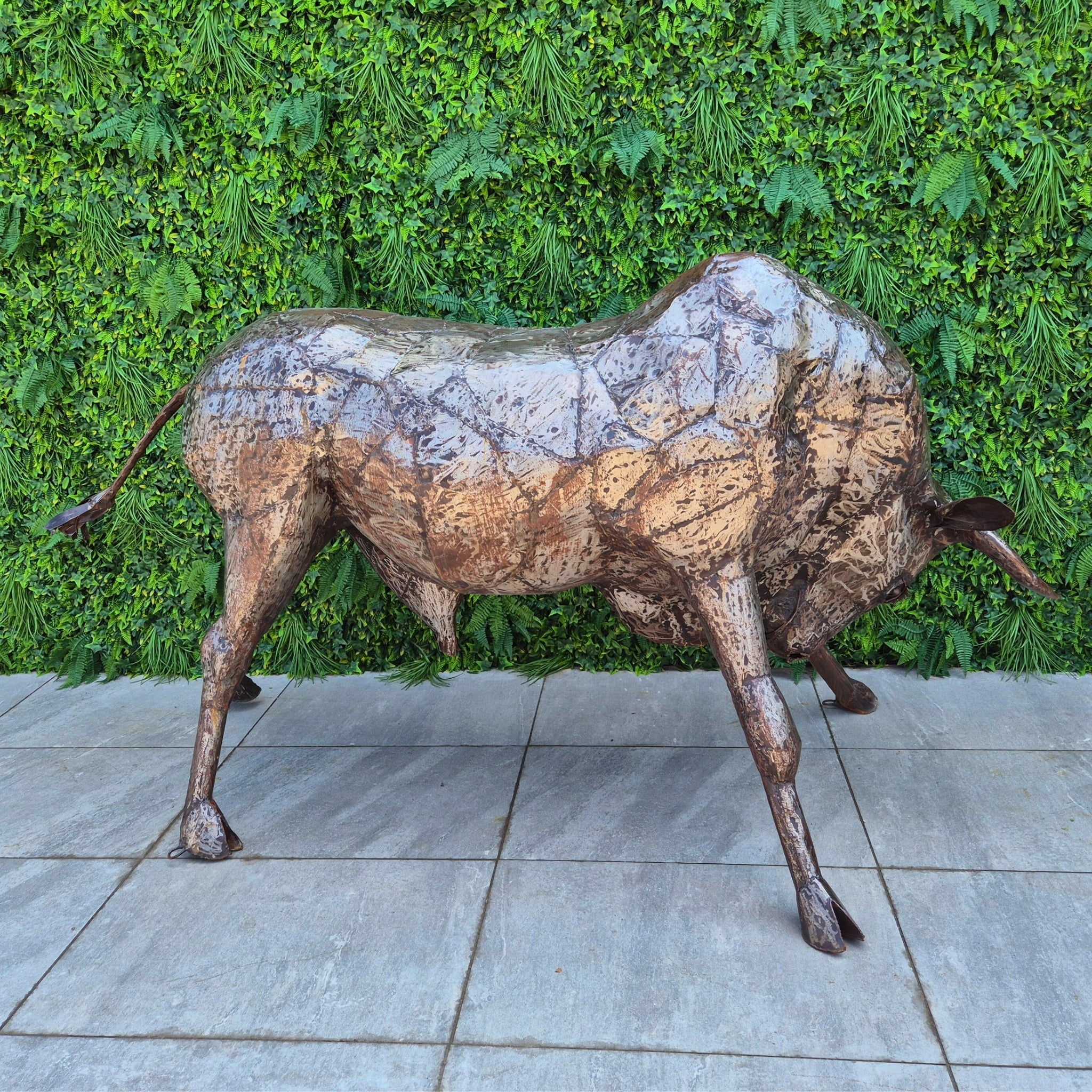 Life Size Natural Bull Metal Sculpture - Pangea Sculptures