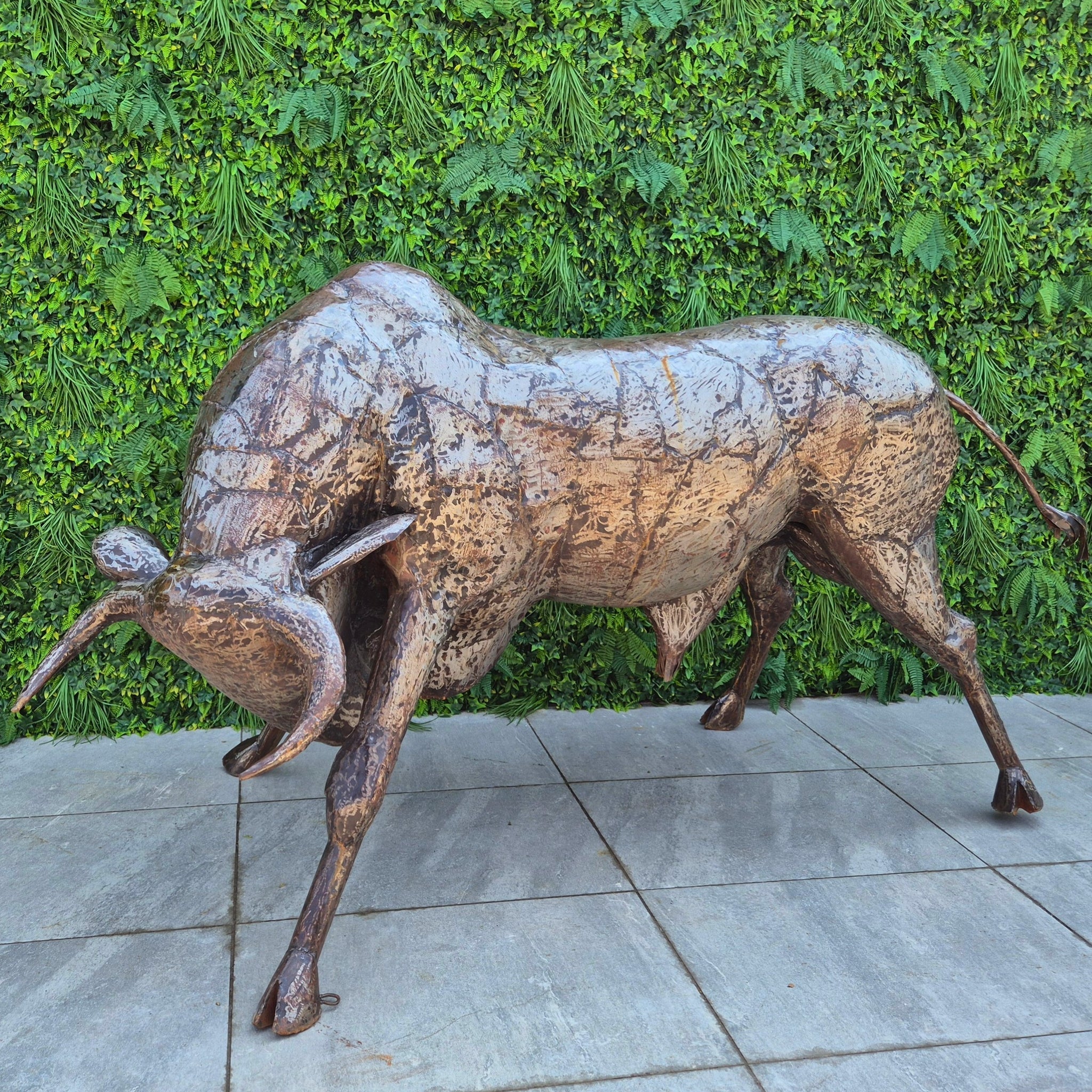 Life Size Natural Bull Metal Sculpture - Pangea Sculptures