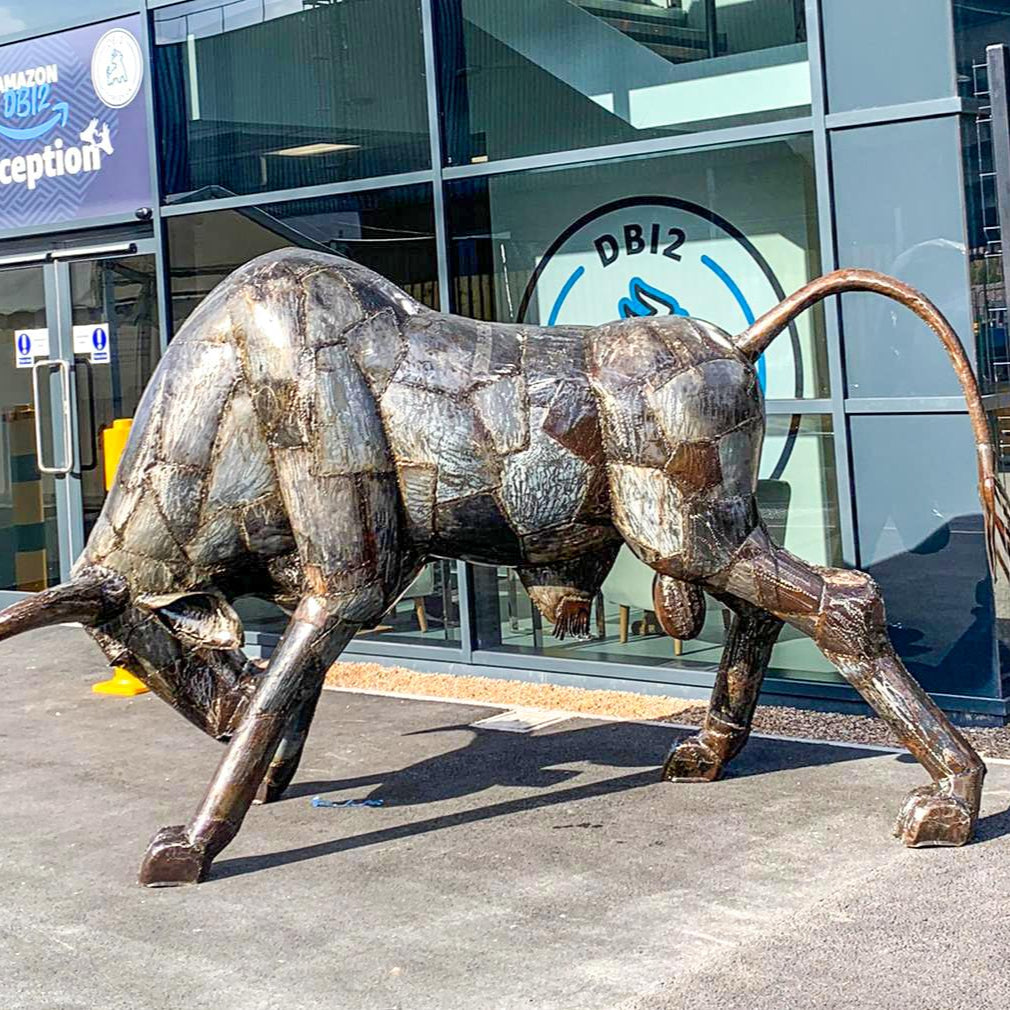 Life Size Natural Bull Metal Sculpture - Pangea Sculptures