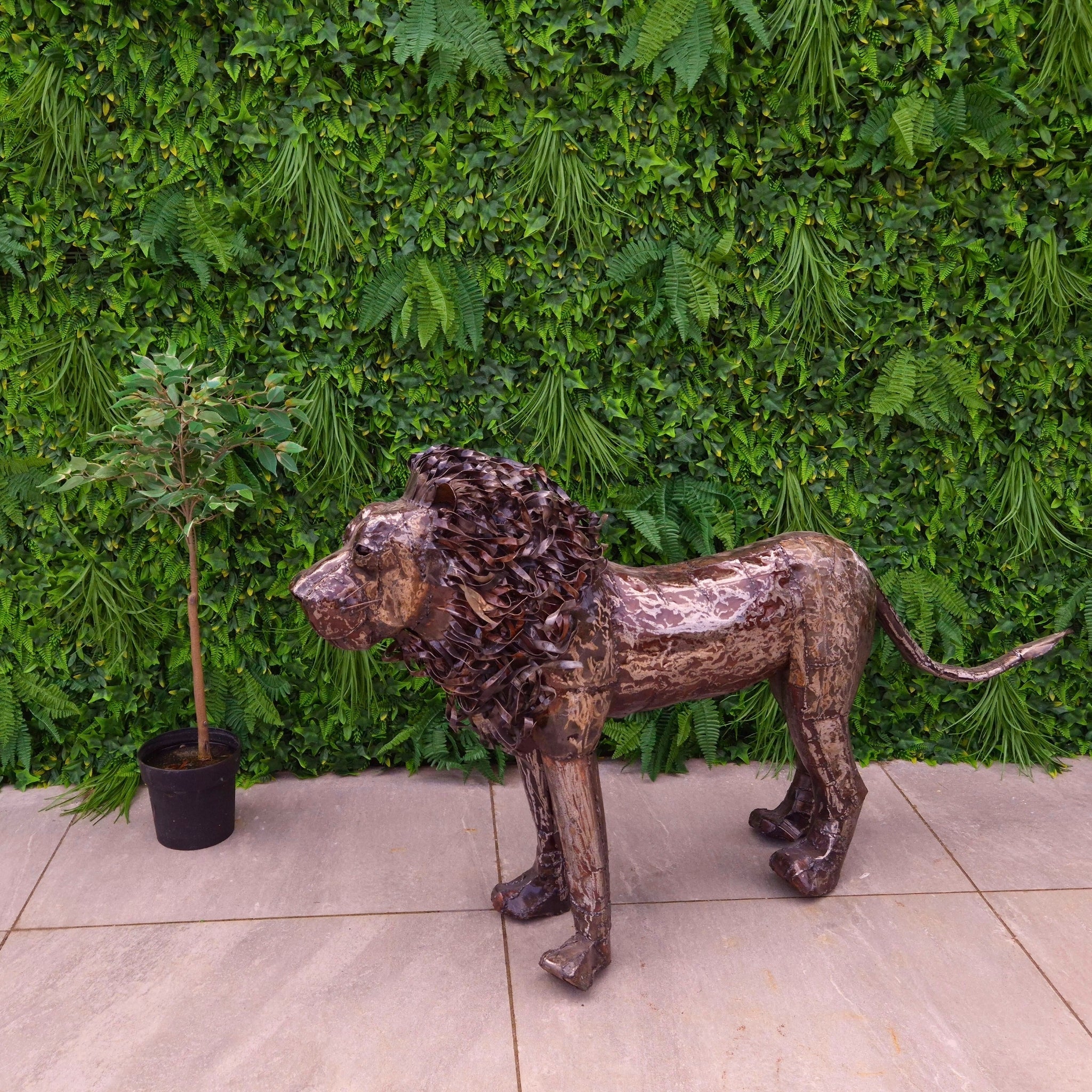 Lion Metal Sculpture 2.6ft - Pangea Sculptures