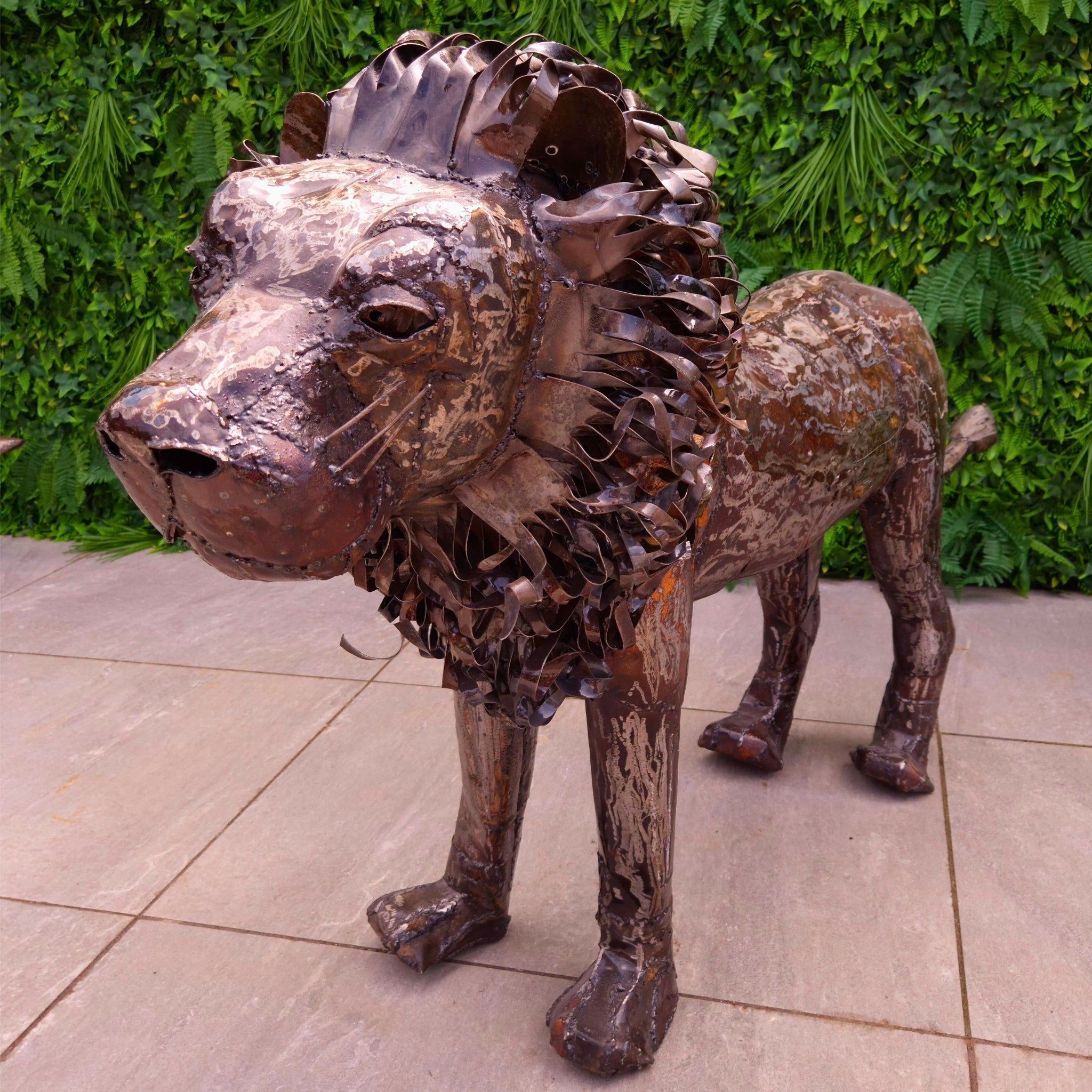 Lion Metal Sculpture 2.6ft - Pangea Sculptures