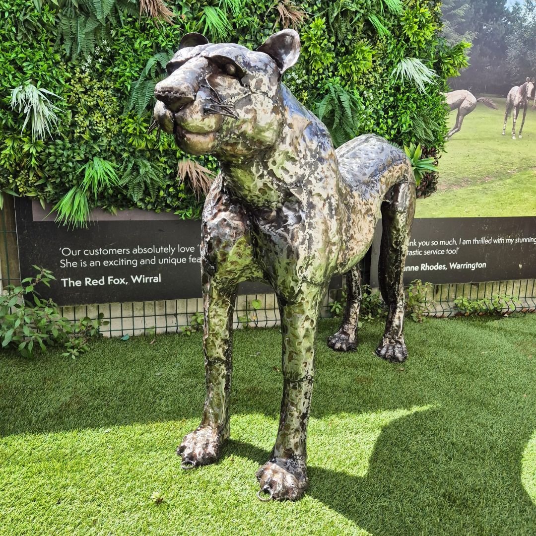Natural Cheetah Metal Sculptures - Pangea Sculptures