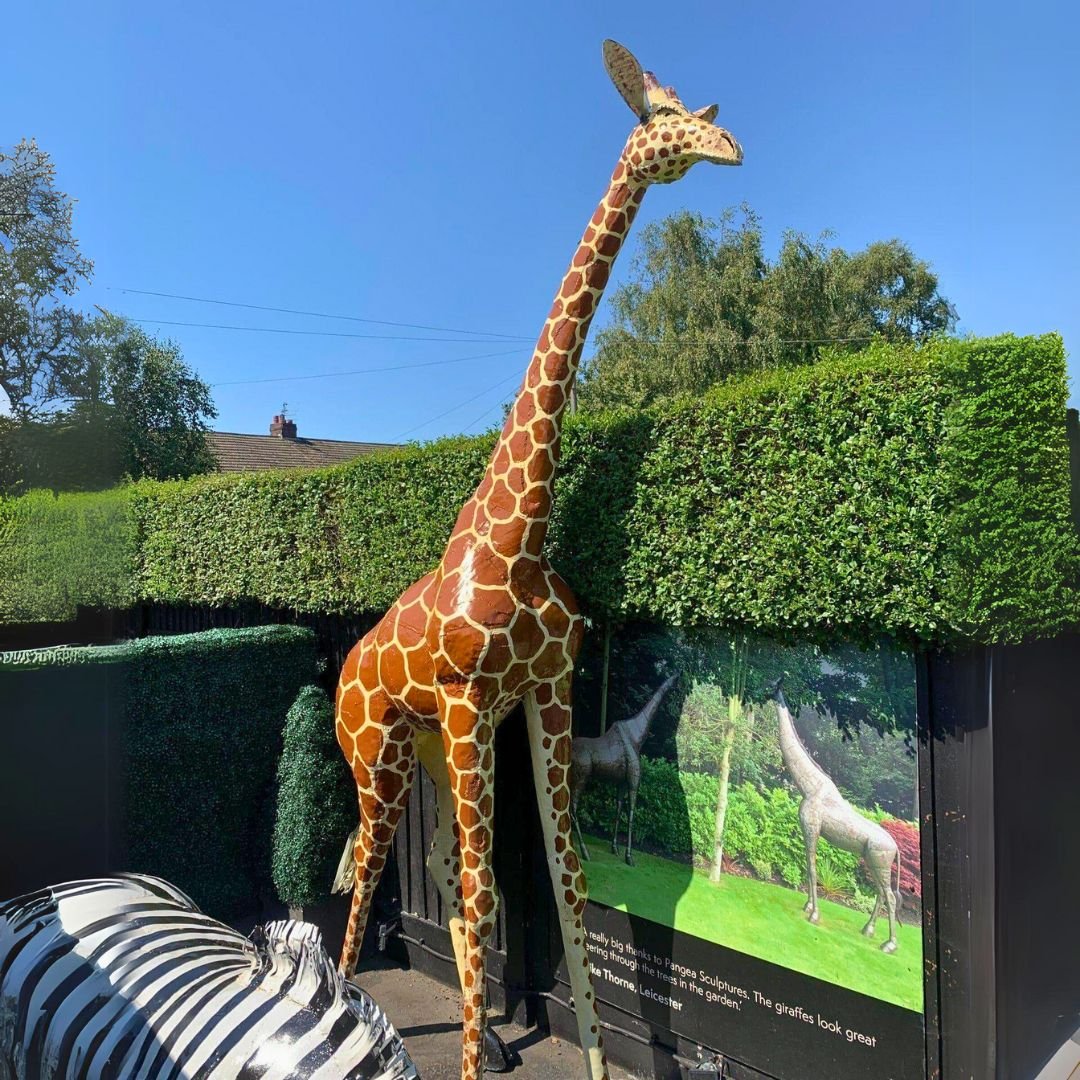 Painted Giraffe Metal Sculptures - Pangea Sculptures