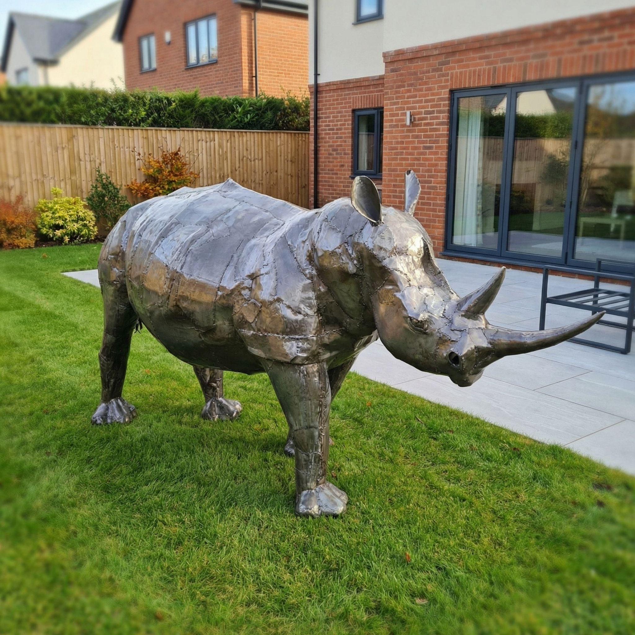 Adult Rhino Metal Sculpture