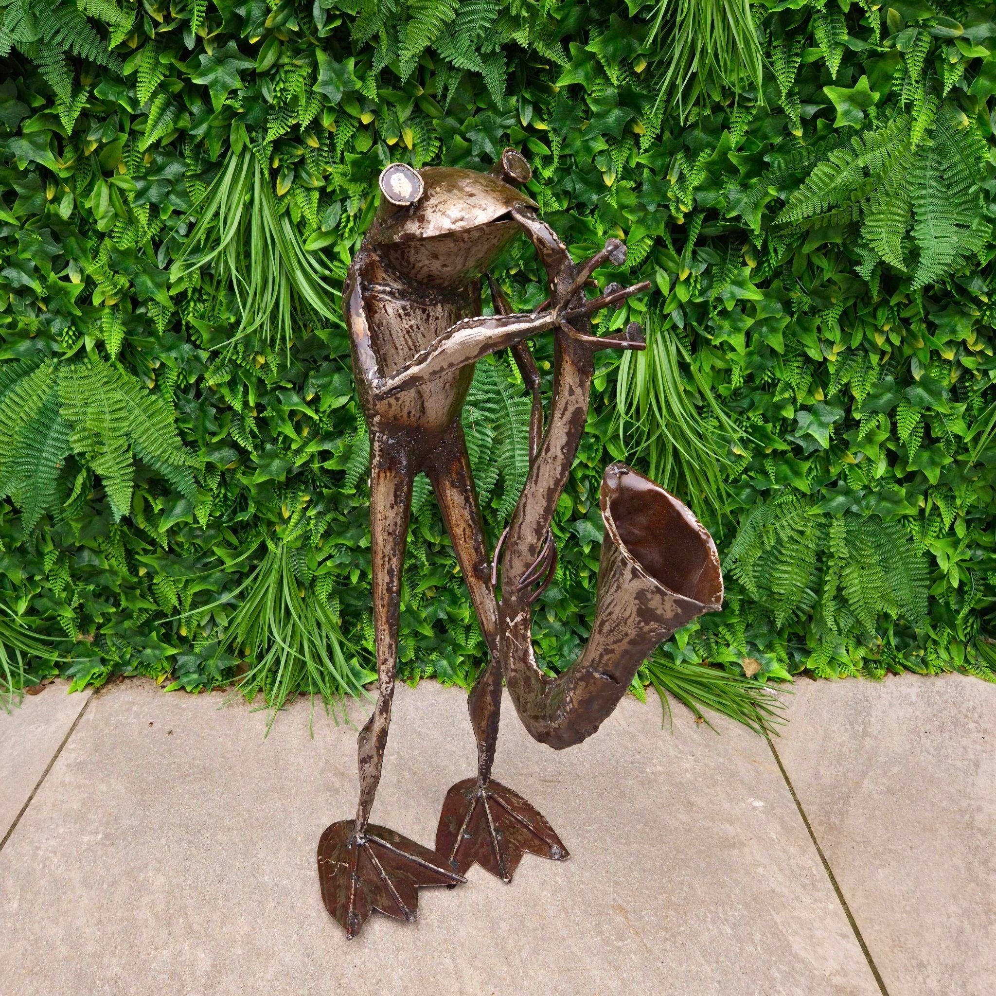 Saxophone Frog Metal Sculptures - Pangea Sculptures