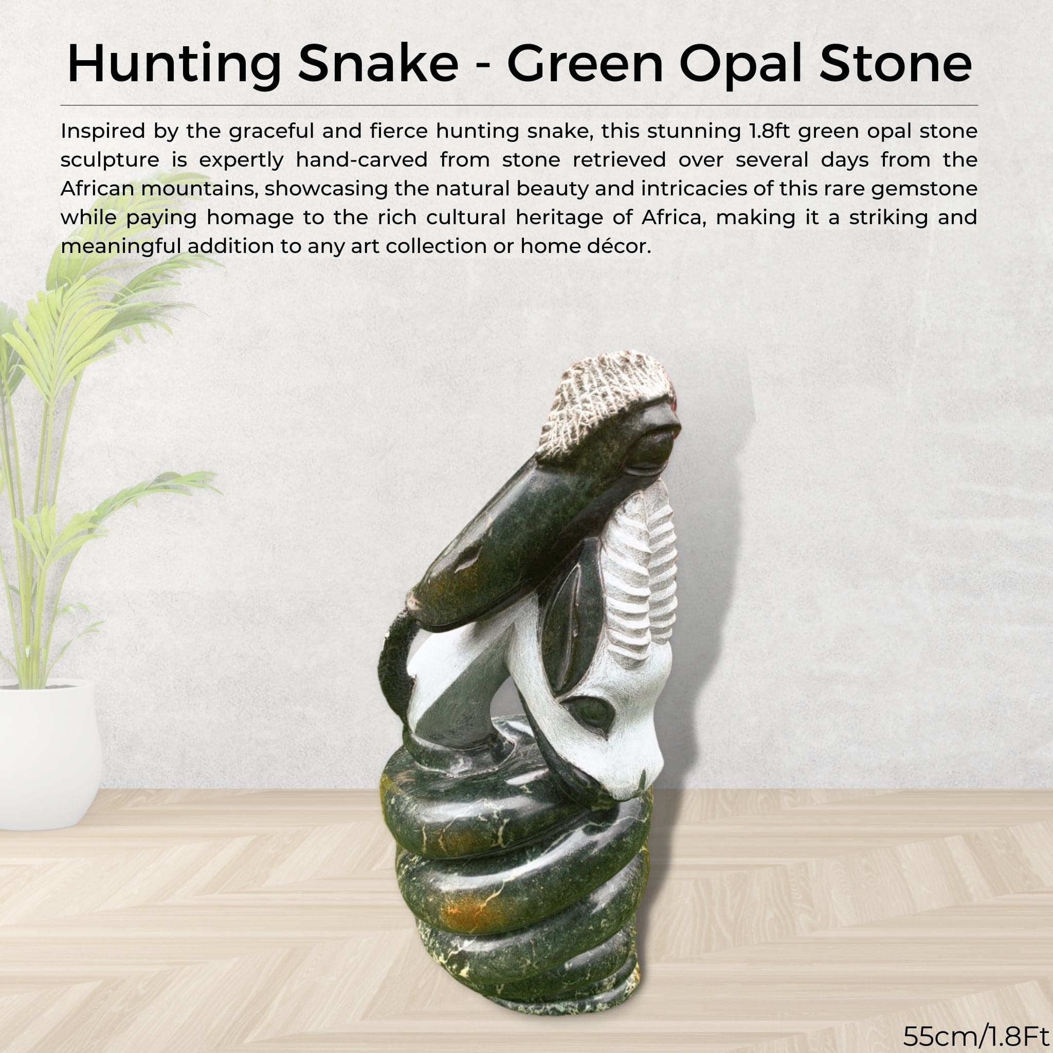Hunting Snake - Green Opel Stone - Pangea Sculptures
