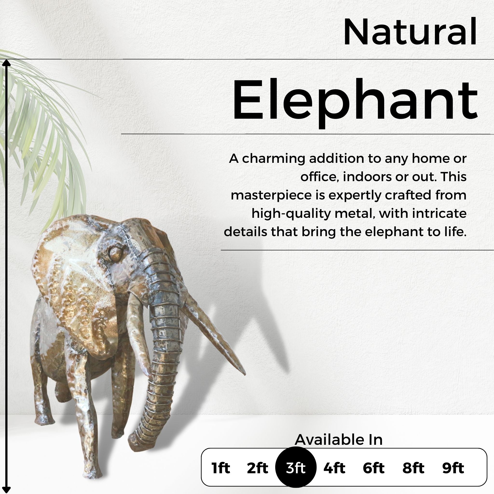 Natural Elephant - Pangea Sculptures