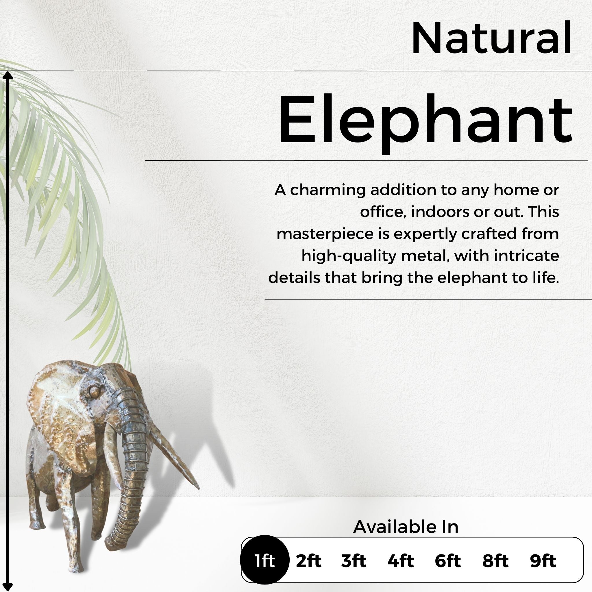 Natural Elephant - Pangea Sculptures