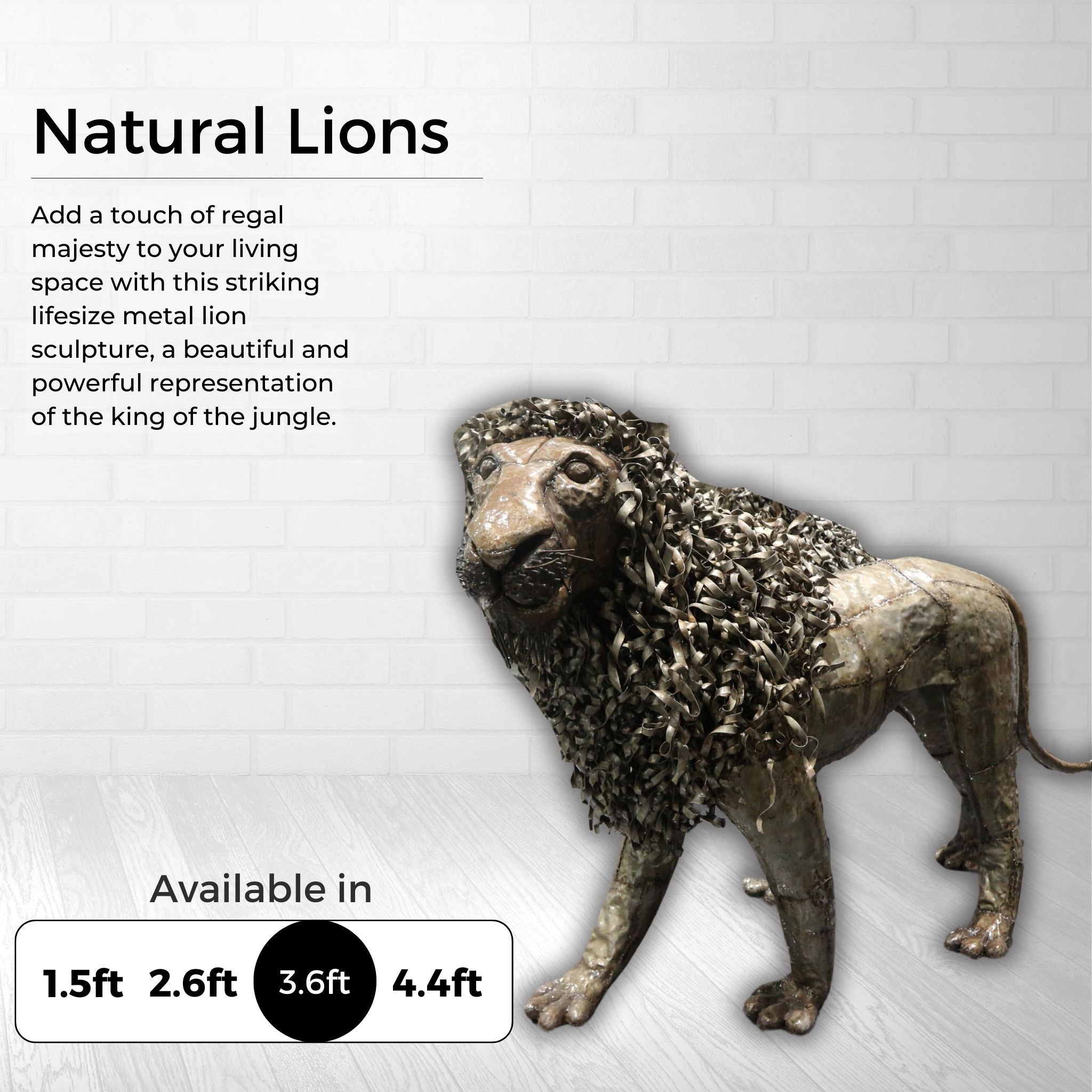 Natural Lions Metal Sculptures - Pangea Sculptures