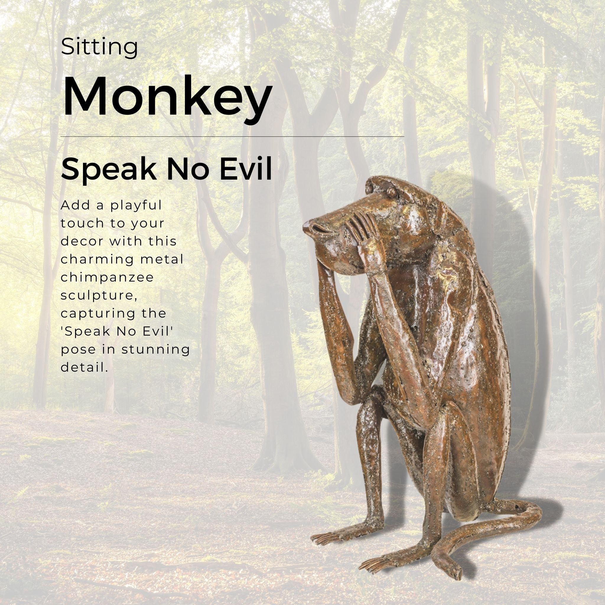 Natural Monkey (Speak No Evil) - Pangea Sculptures