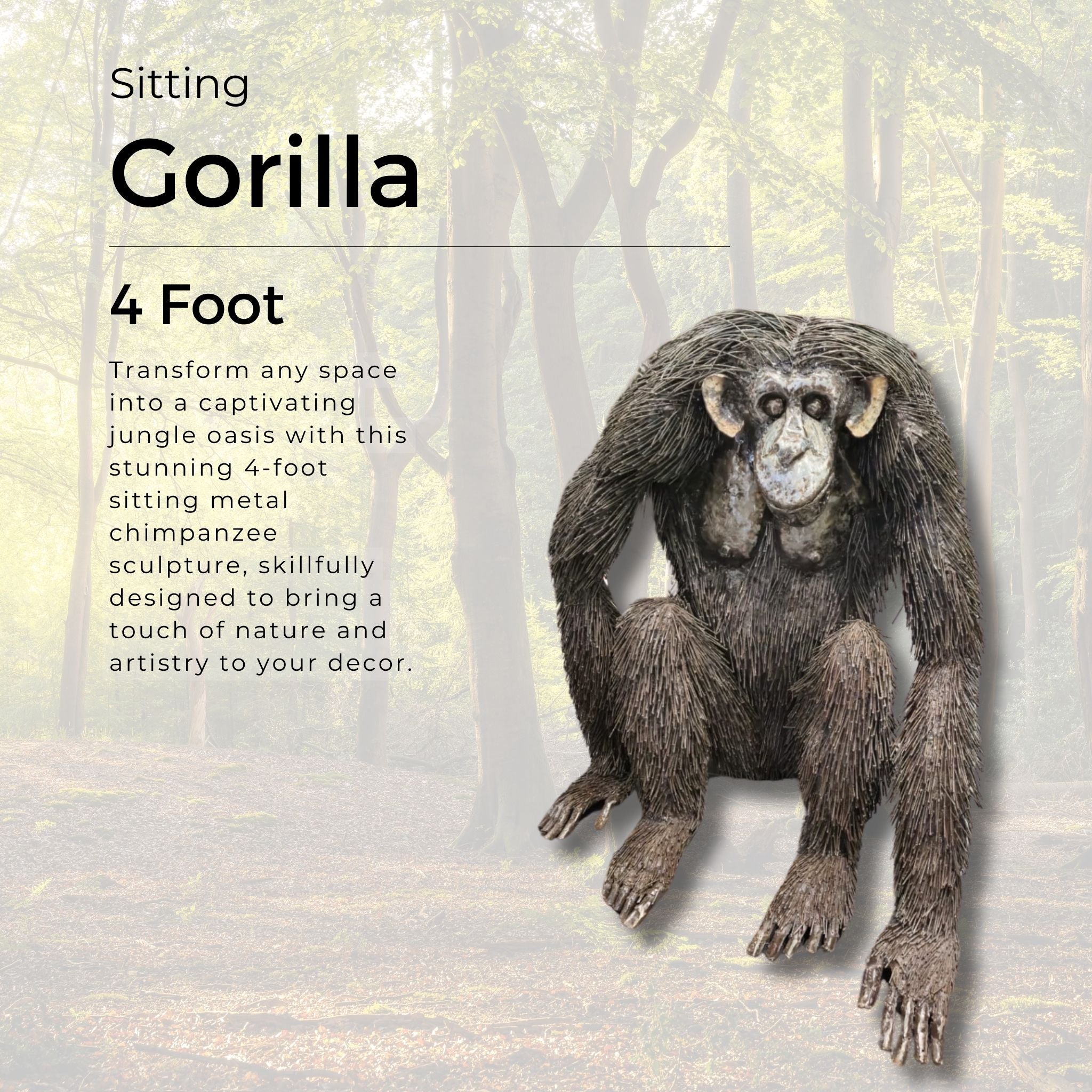 Natural Sitting Gorilla - Pangea Sculptures