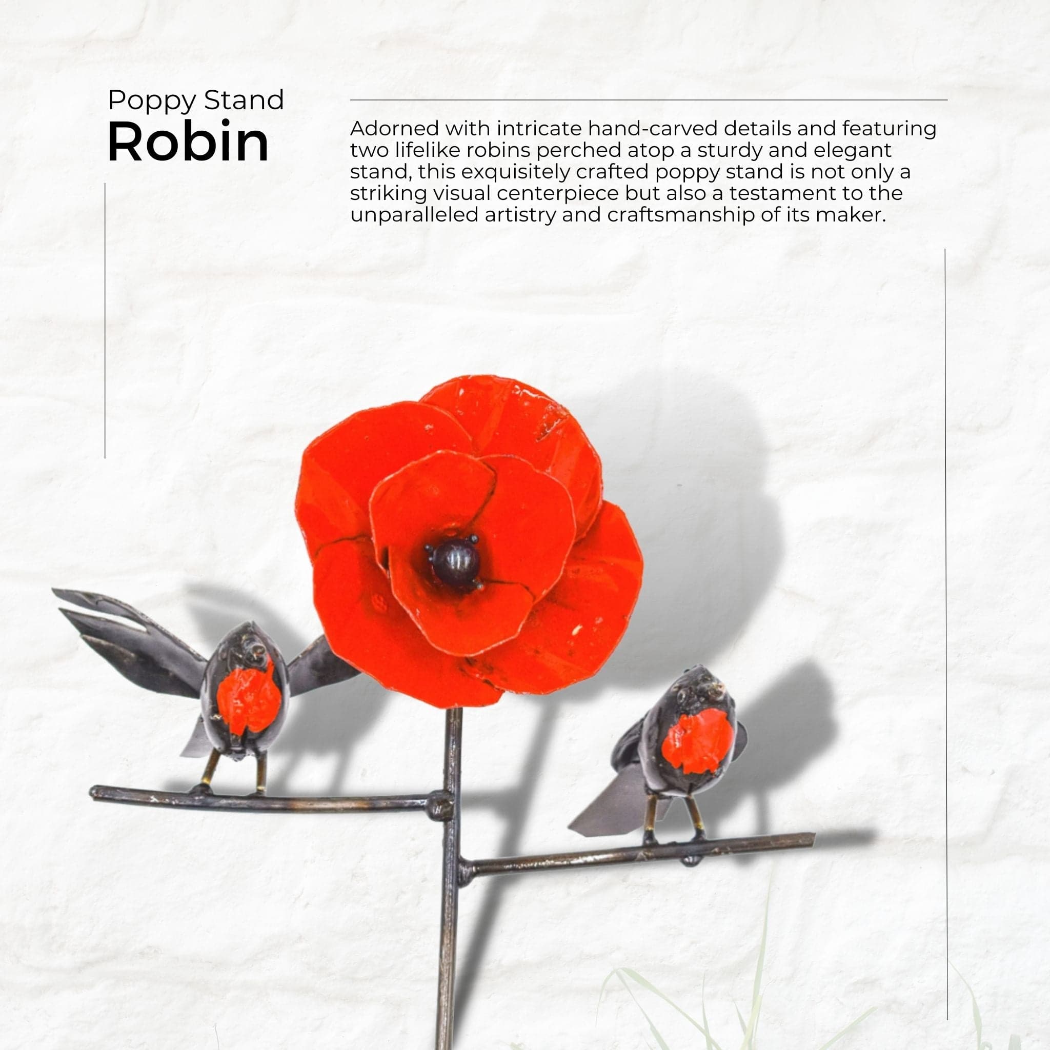 Poppy Stand Robin - Pangea Sculptures