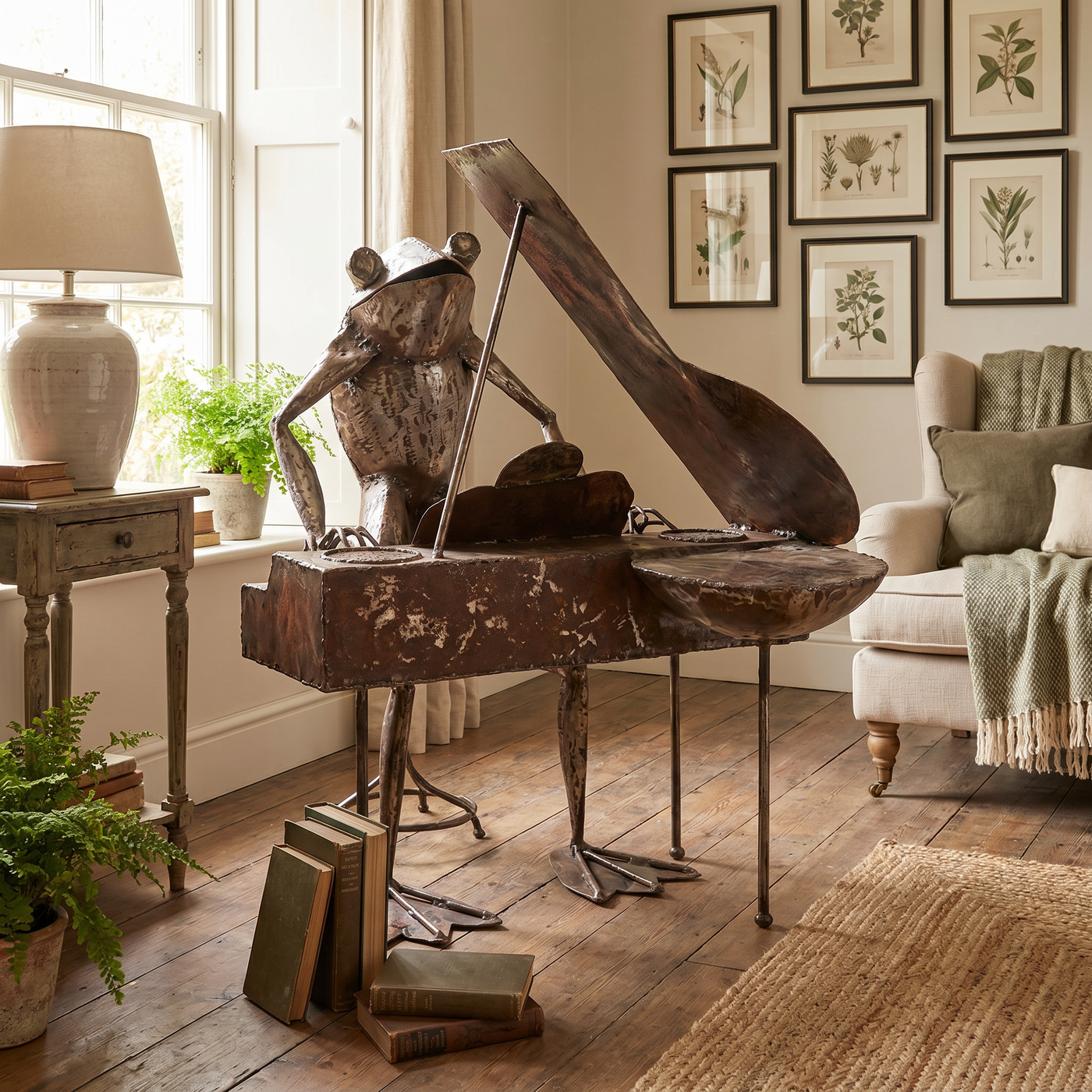 Piano Frog Metal Sculptures