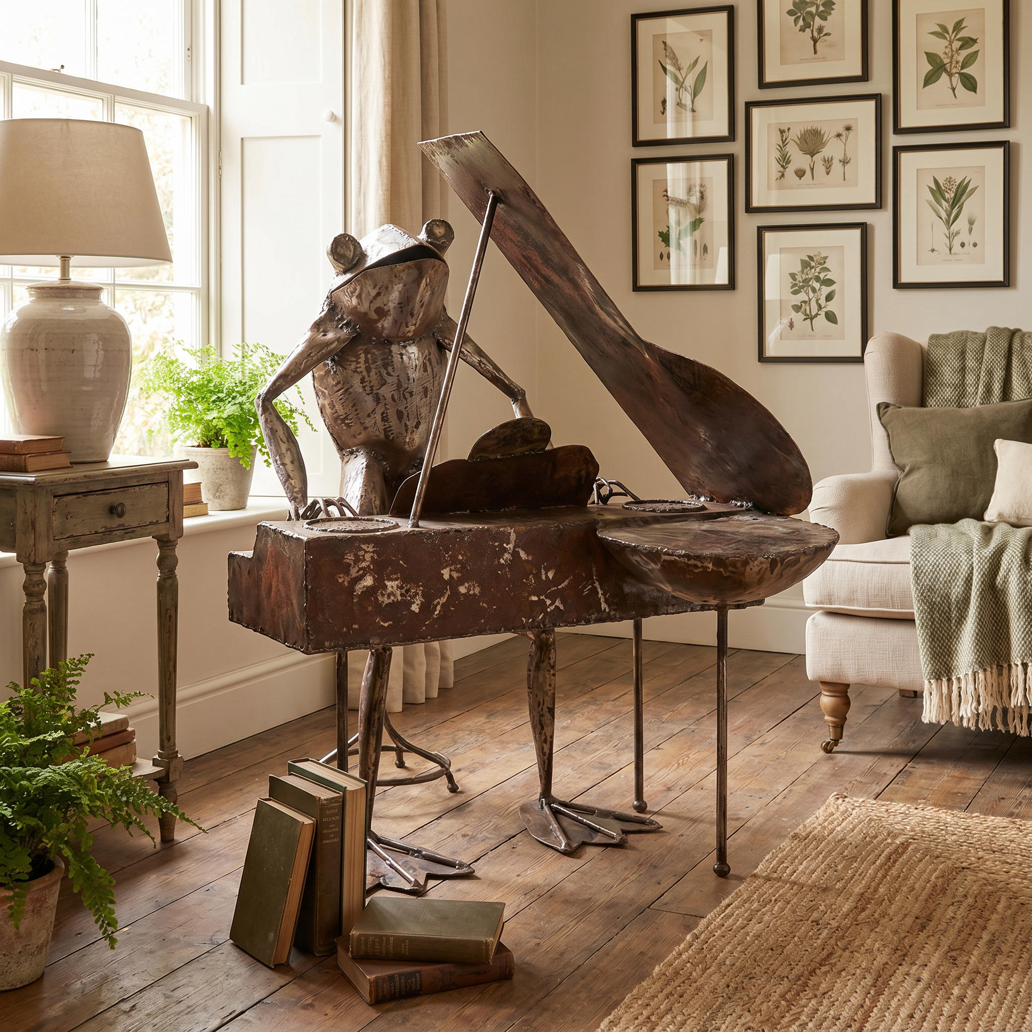 Piano Frog Metal Sculptures