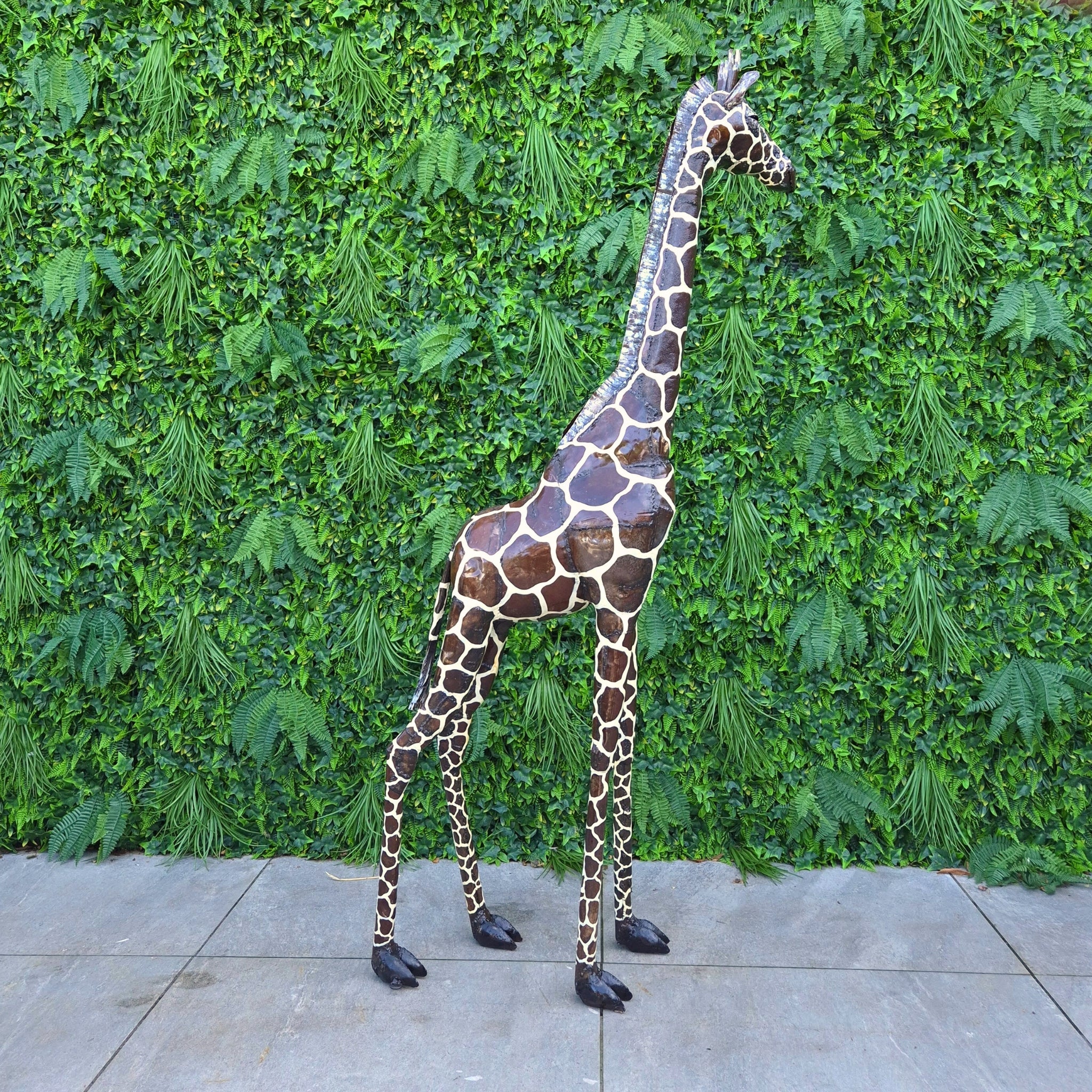 Painted Giraffe Metal Sculpture 6ft